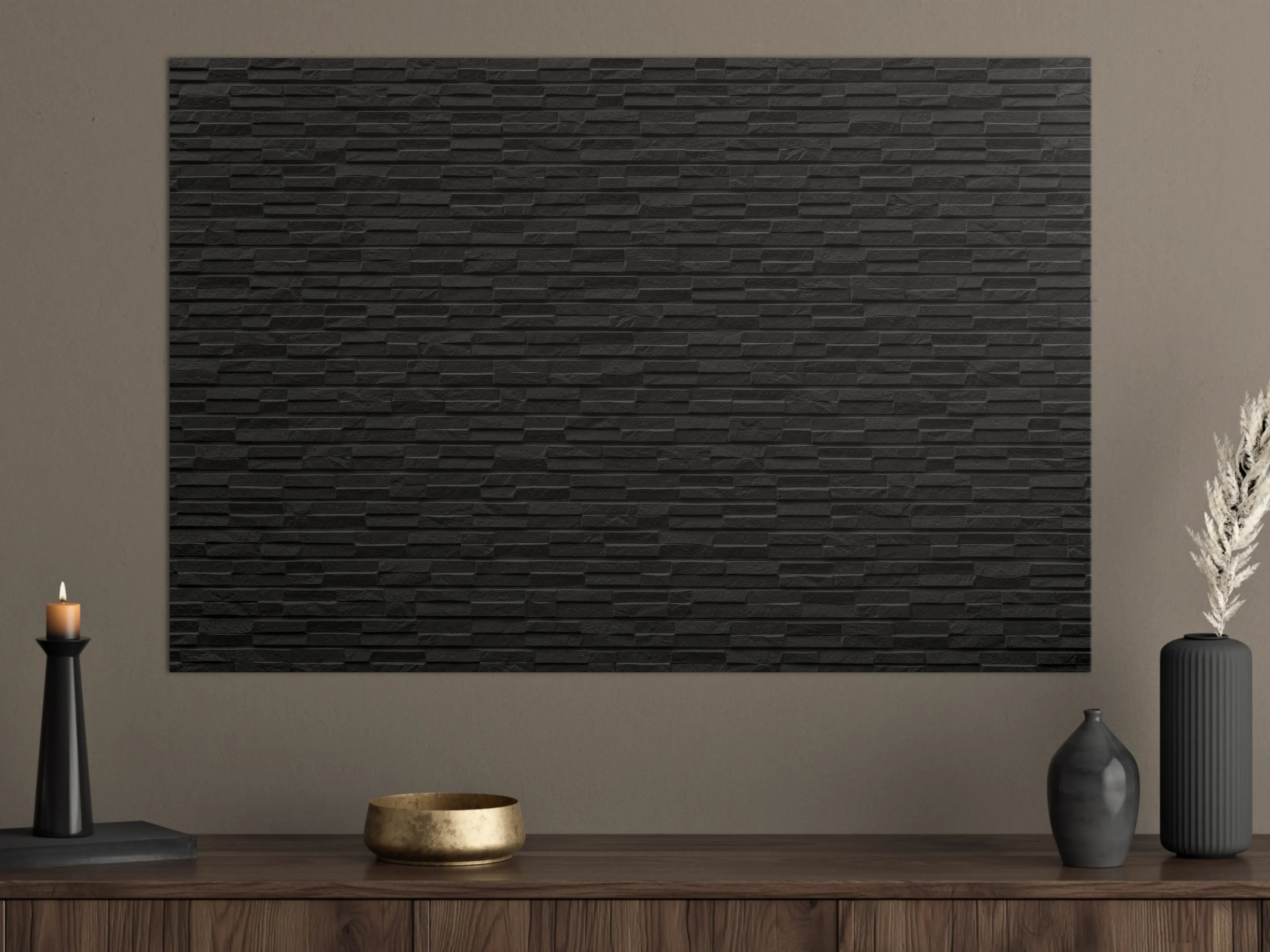 Große Wandbilder - Schwarzer Stein Ziegel Textur und Hintergrund