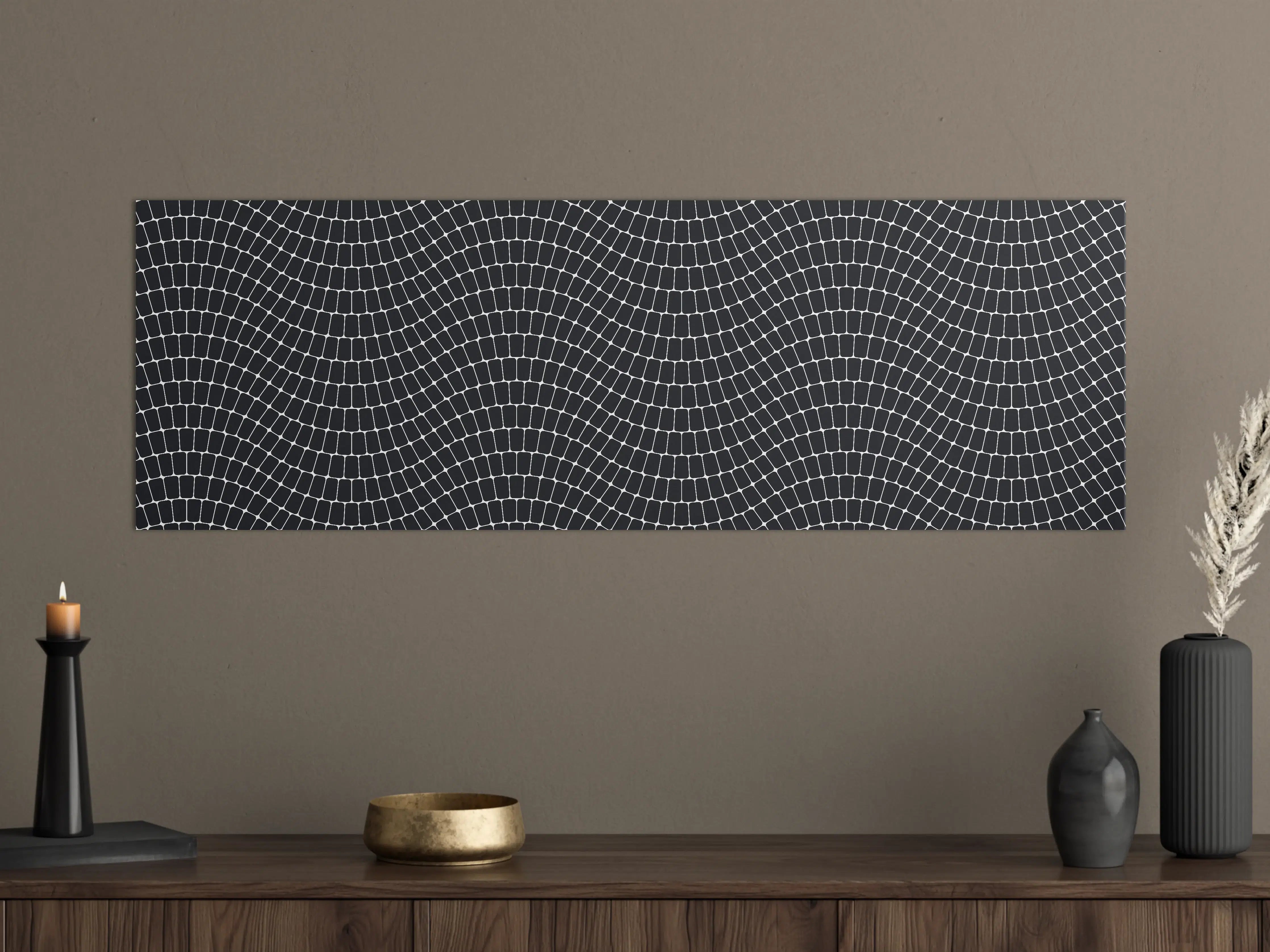Große Wandbilder - Schwarzes Gittermuster im Wellendesign