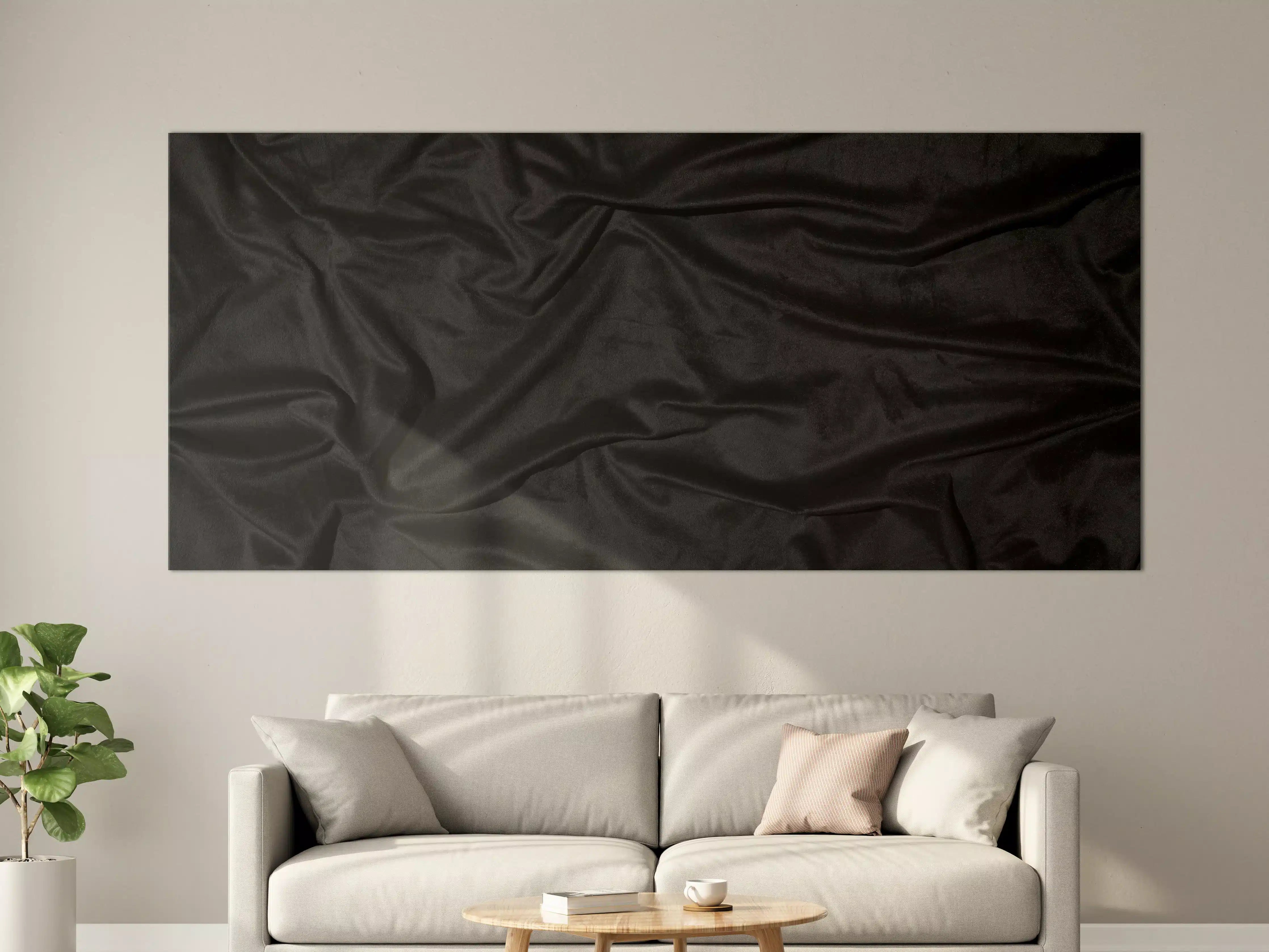 Große Wandbilder - Schwarzes Satin Seiden Tuch