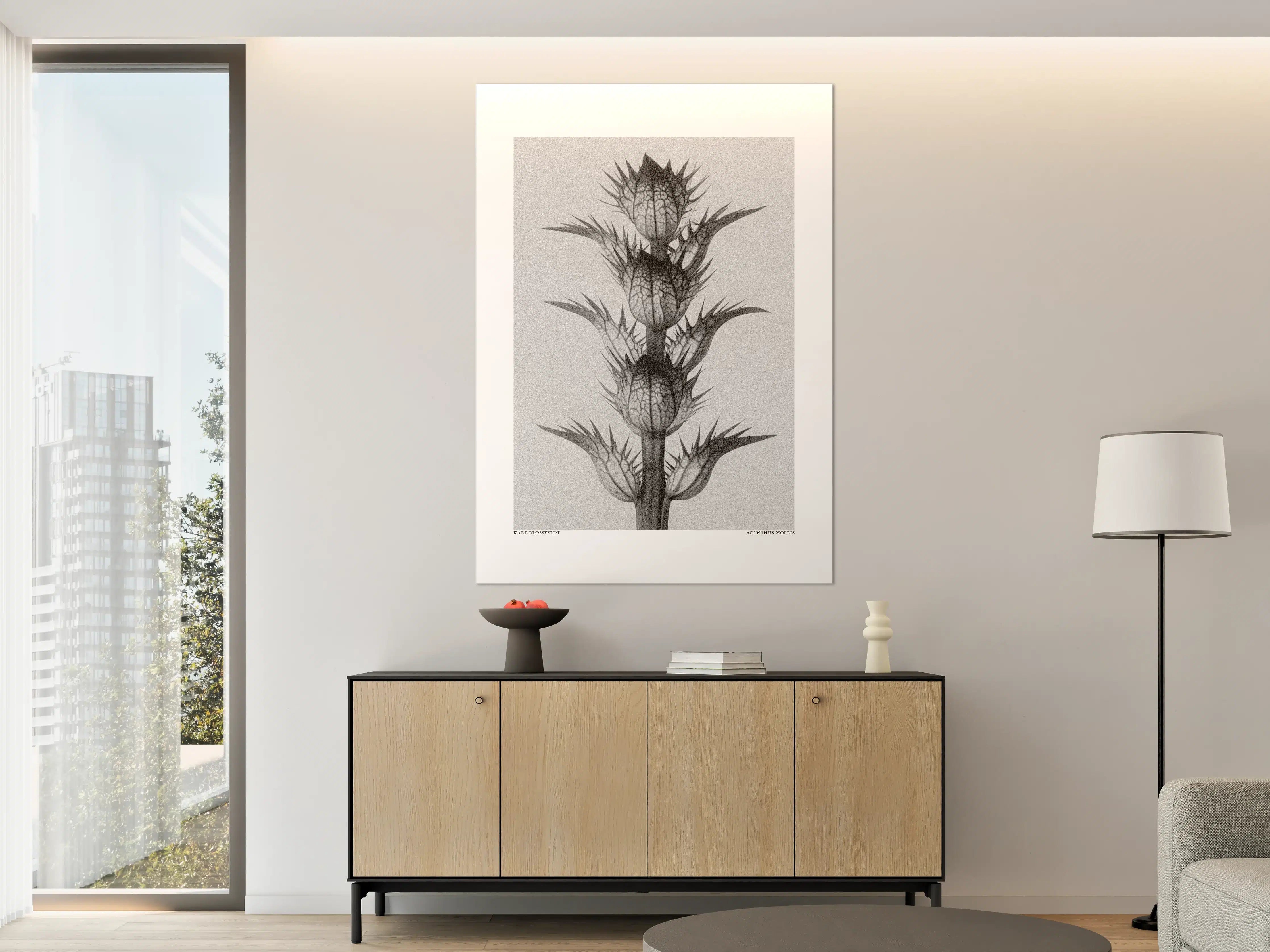 Große Wandbilder - Schwarzweiß-Bild einer Distel mit spitzen Blättern