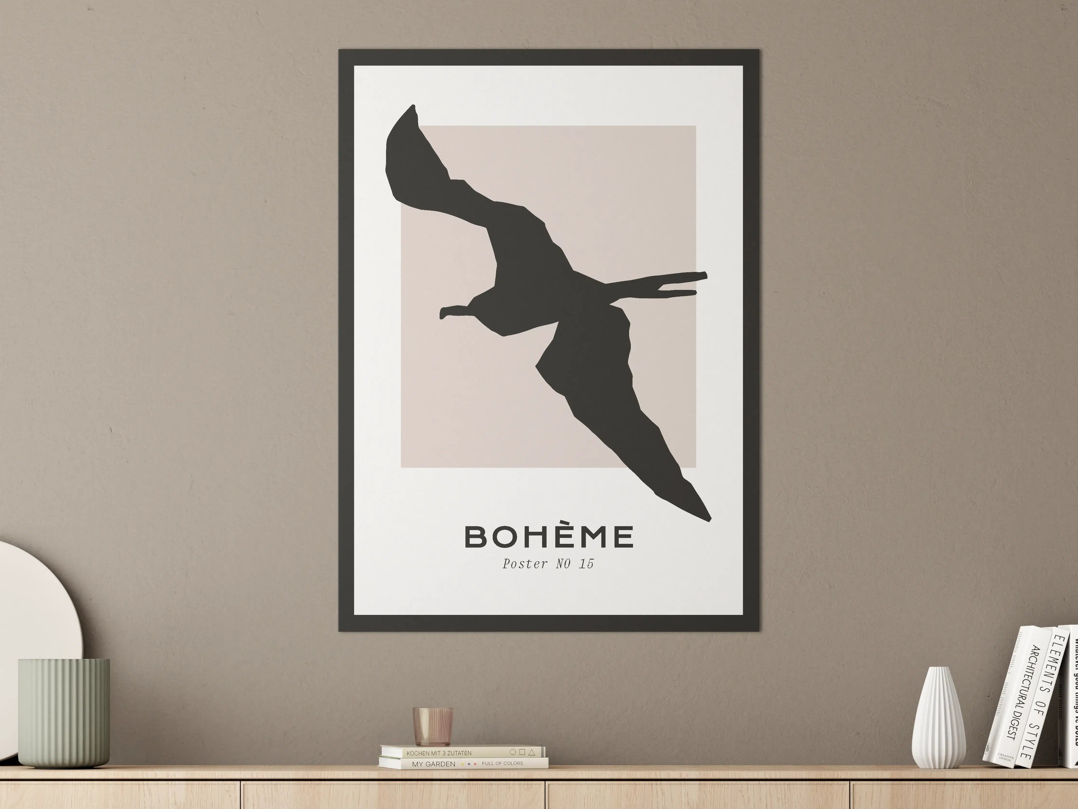 Große Wandbilder - Schwarzweiß-Vogel in Flugaufnahme