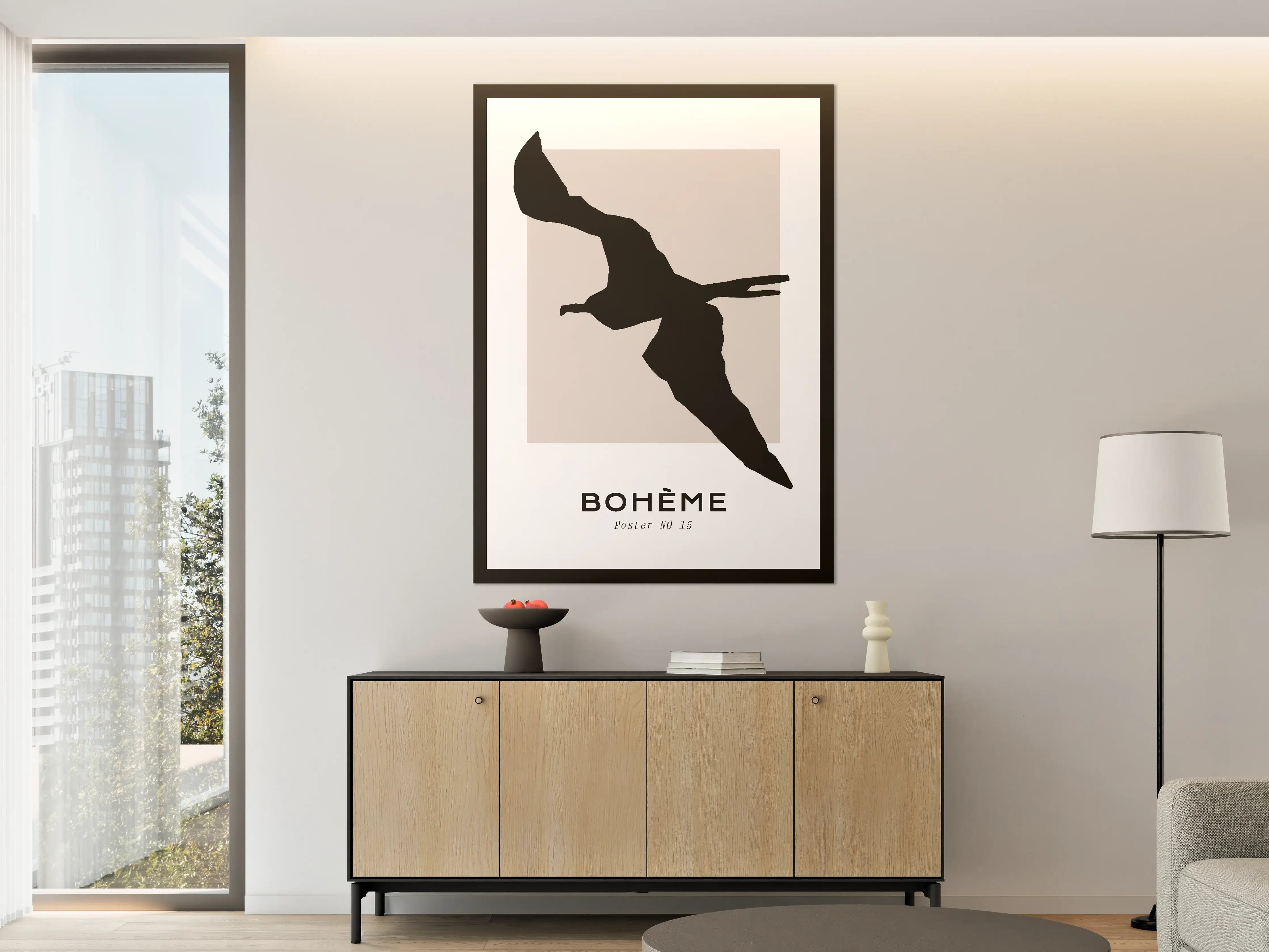 Große Wandbilder - Schwarzweiß-Vogel in Flugaufnahme