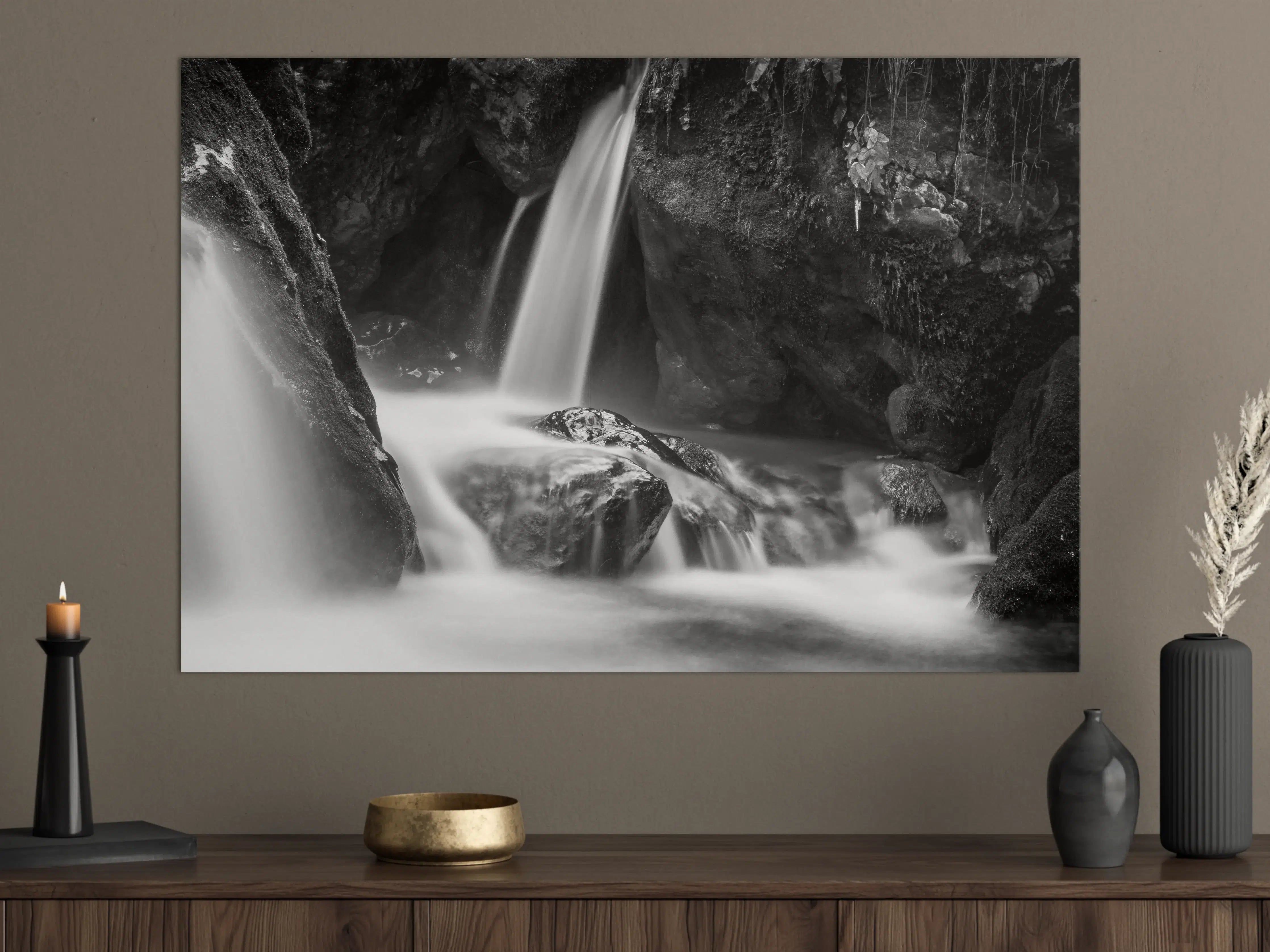 Große Wandbilder - Schwarzweißer Wasserfall