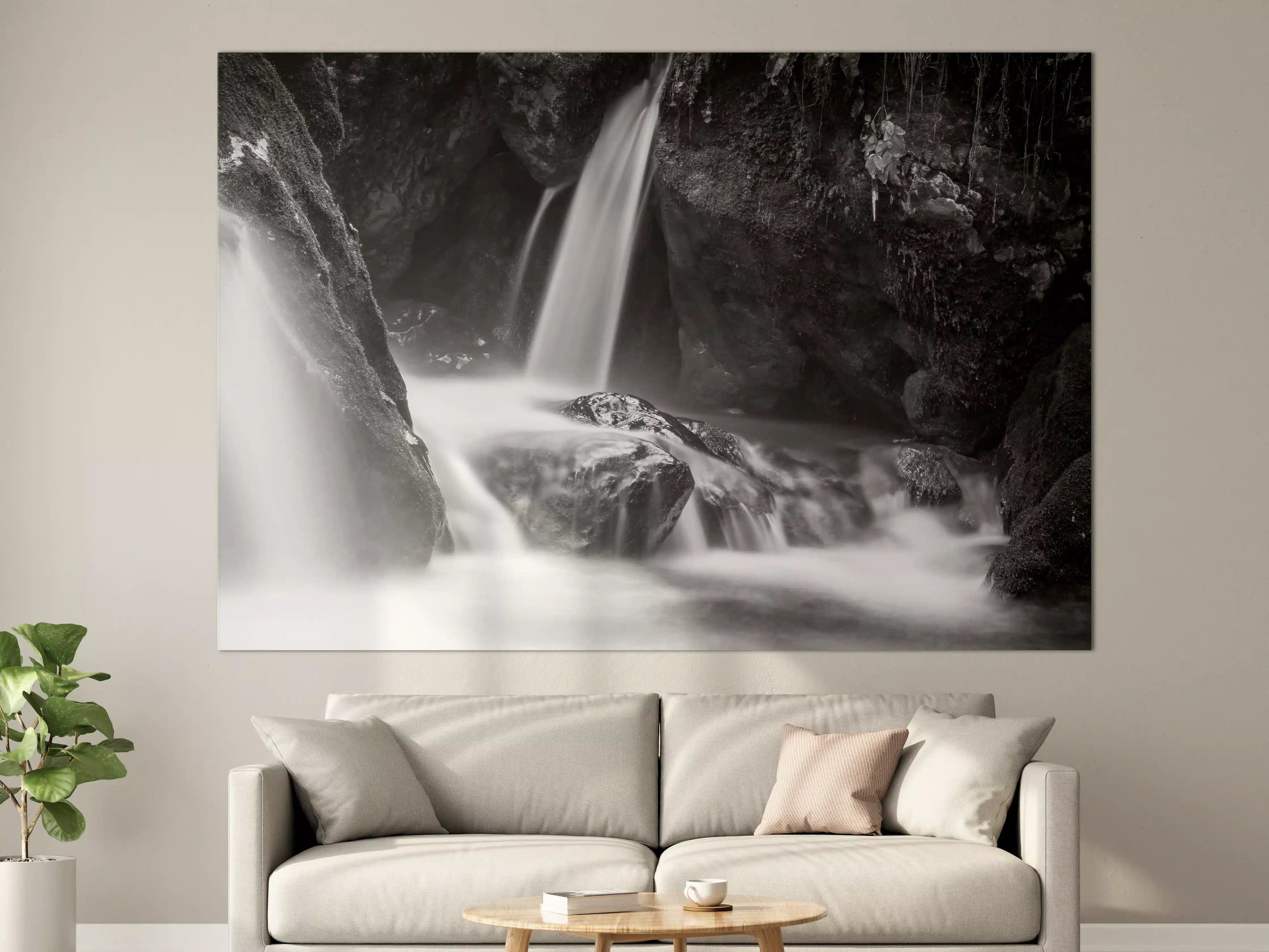 Große Wandbilder - Schwarzweißer Wasserfall