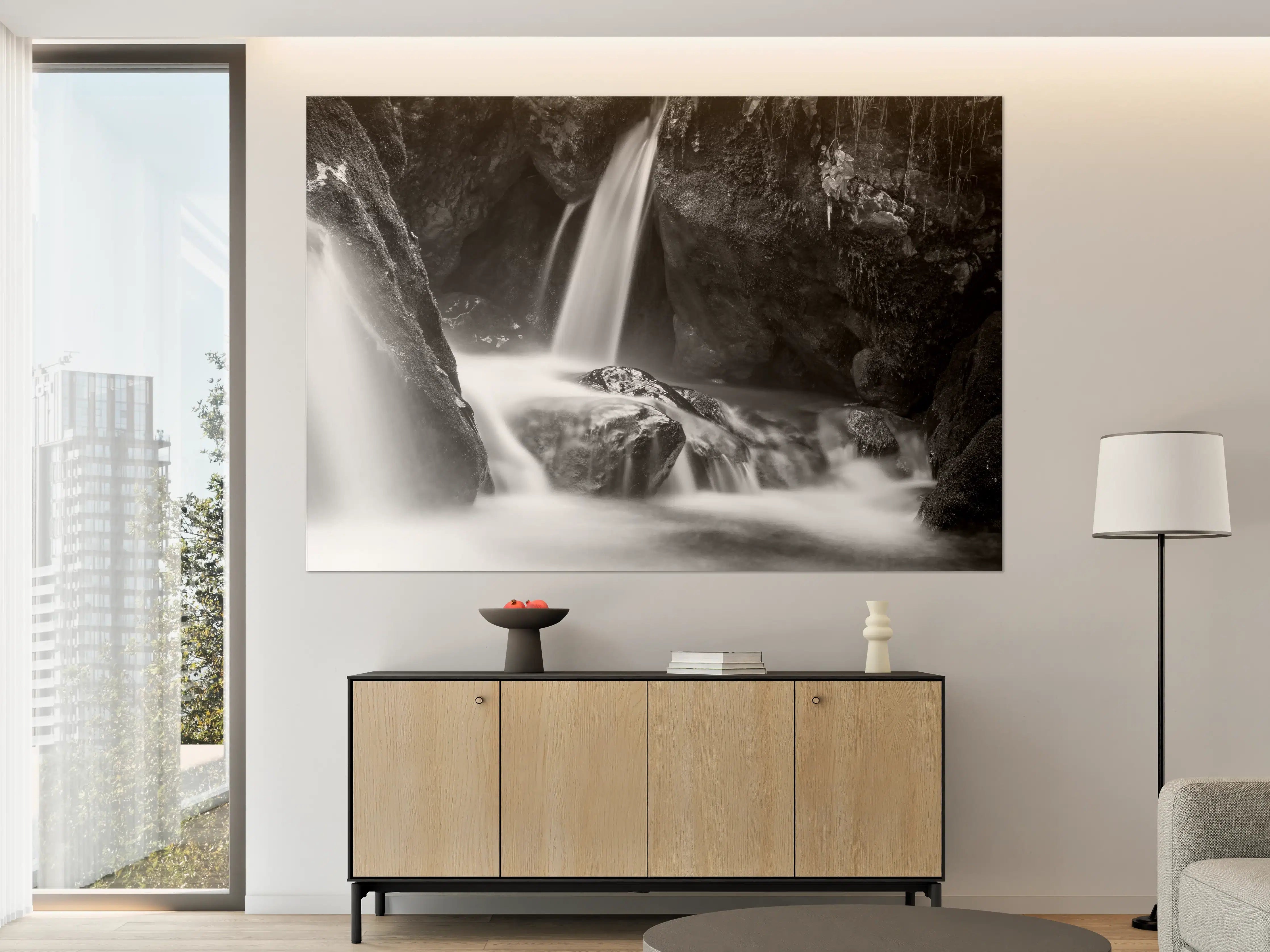 Große Wandbilder - Schwarzweißer Wasserfall
