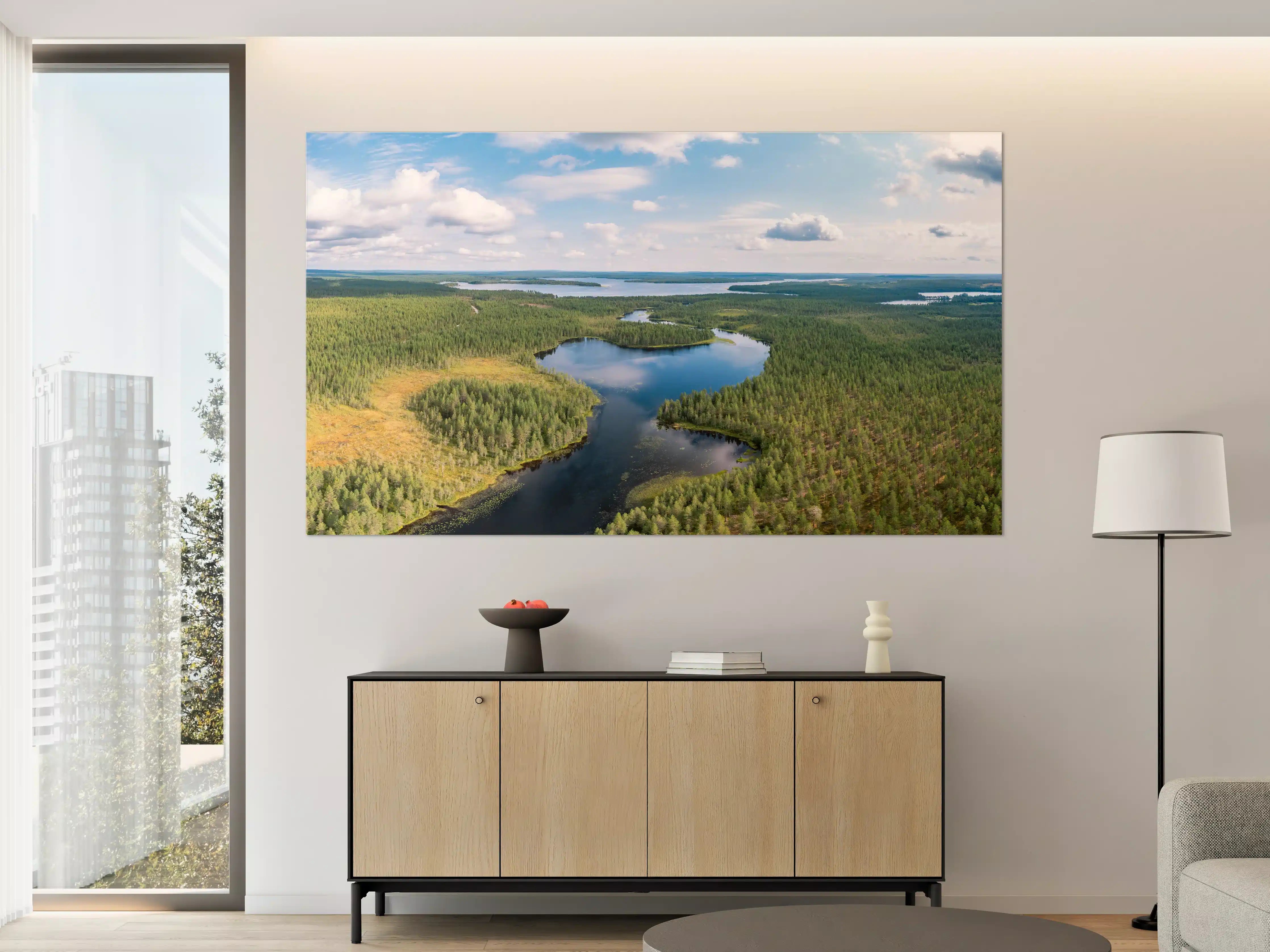 Große Wandbilder - Schwedische Seenlandschaft Luftaufnahme