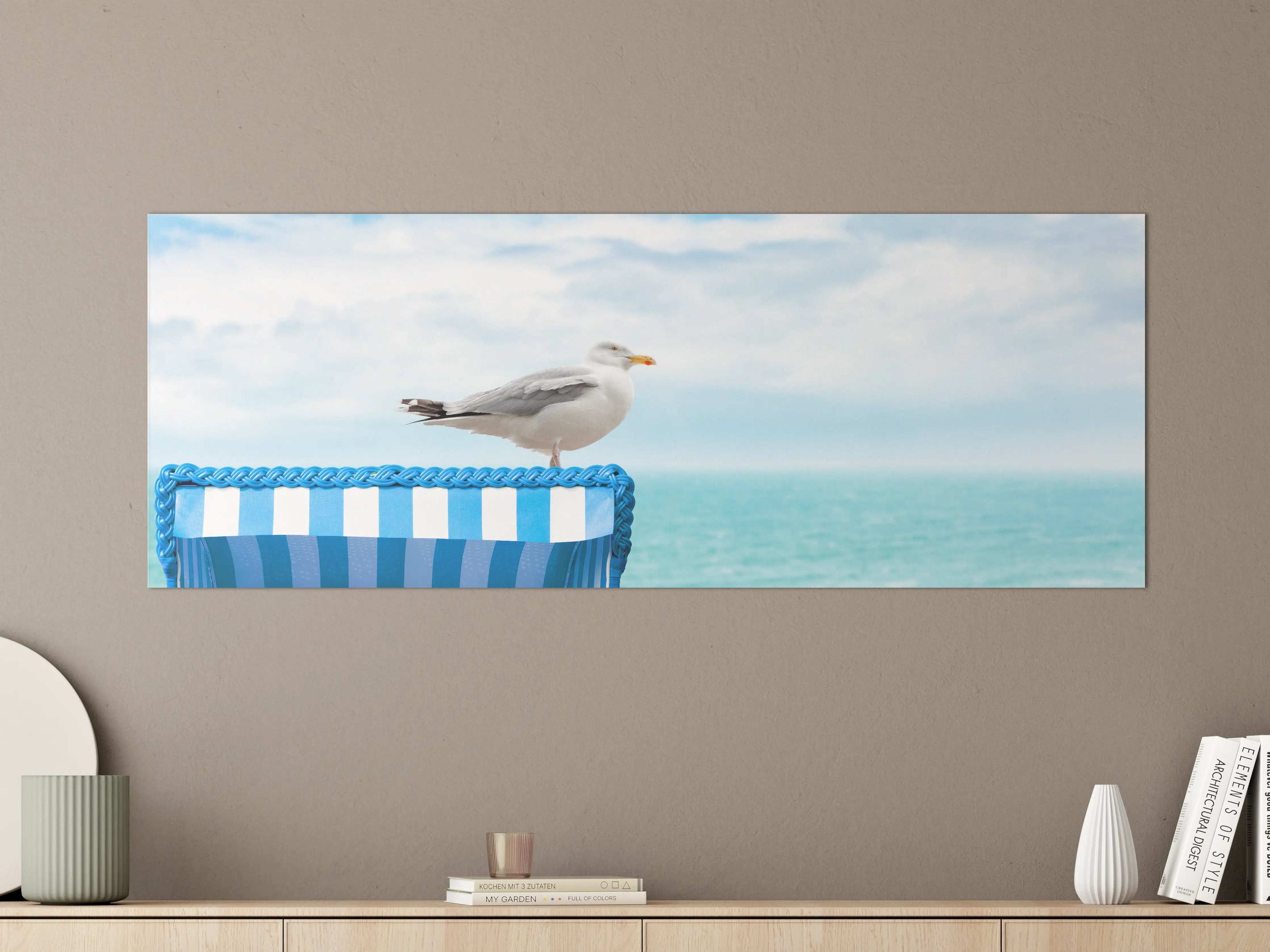 Große Wandbilder - Seagull by the Beach Chair