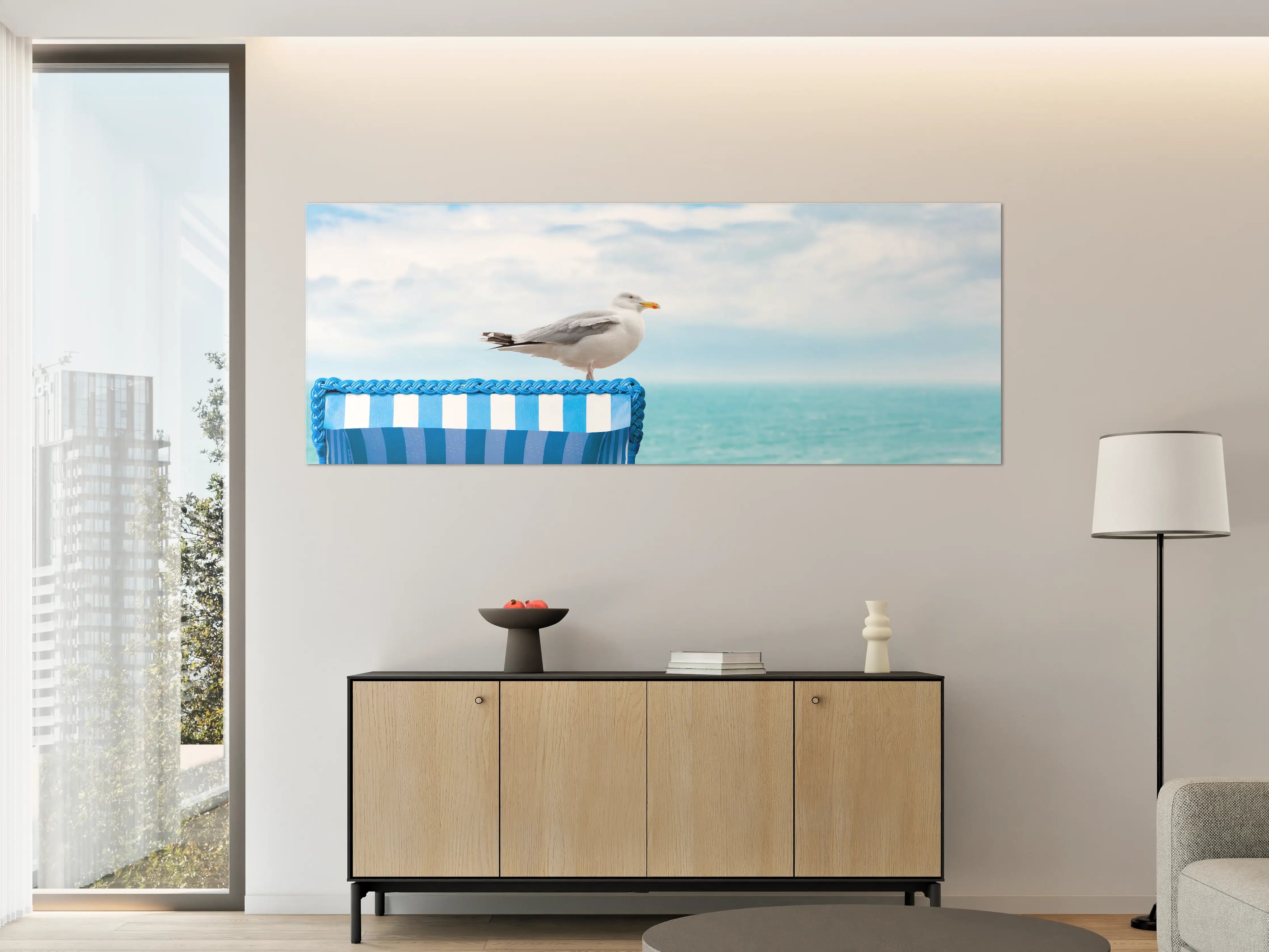 Große Wandbilder - Seagull by the Beach Chair