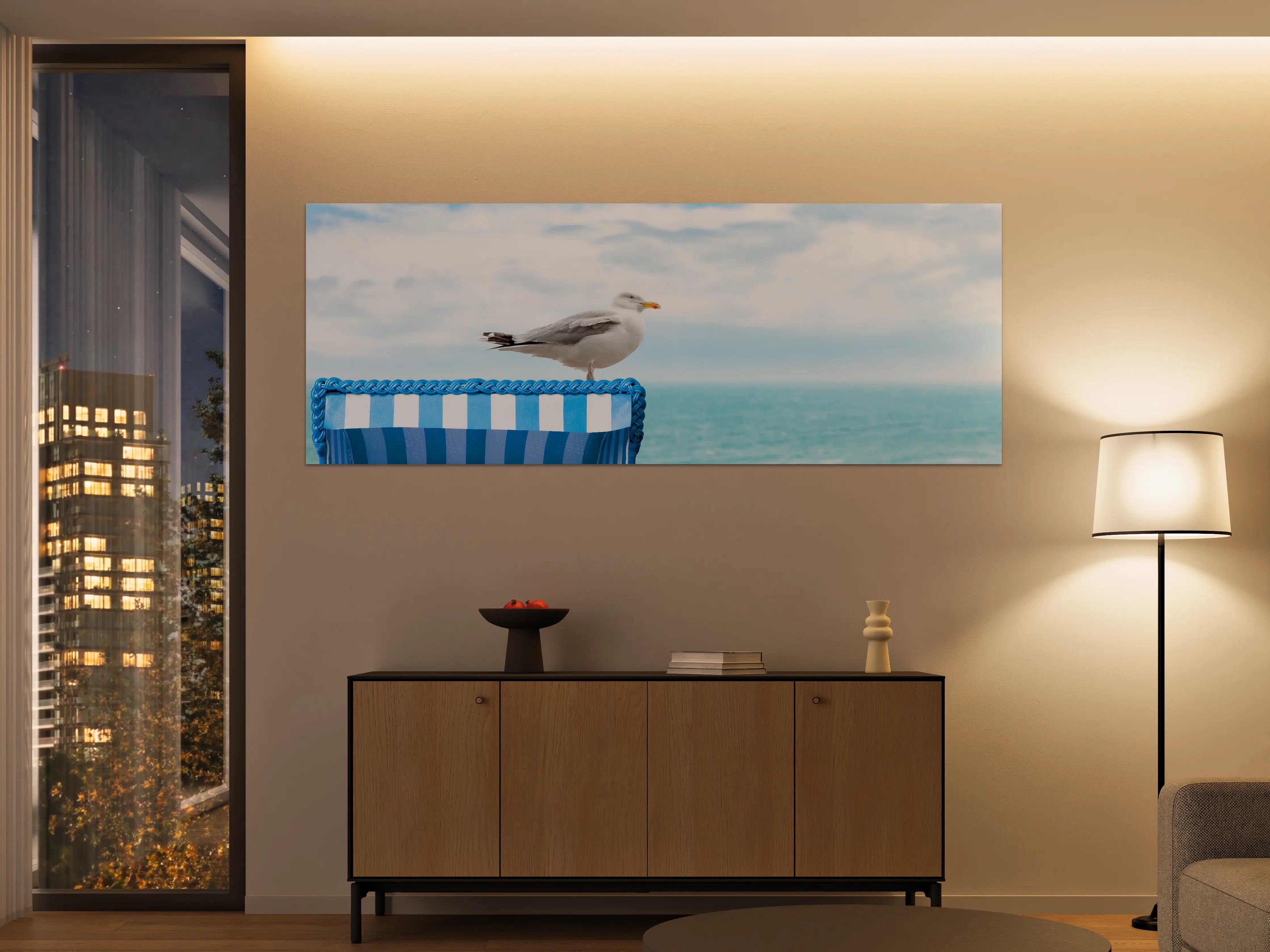 Große Wandbilder - Seagull by the Beach Chair