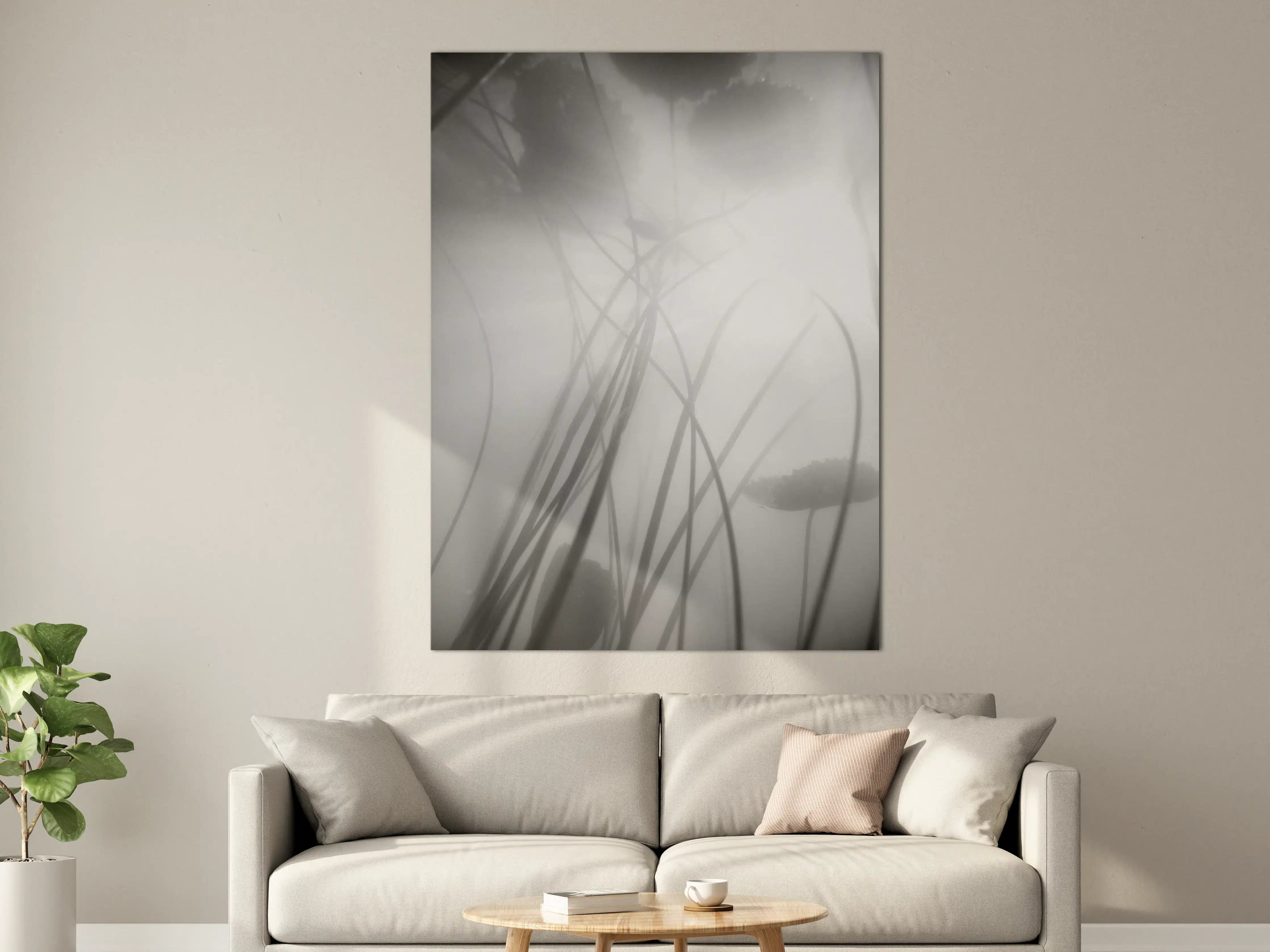 Große Wandbilder - Seerose Monochrom Reflexion