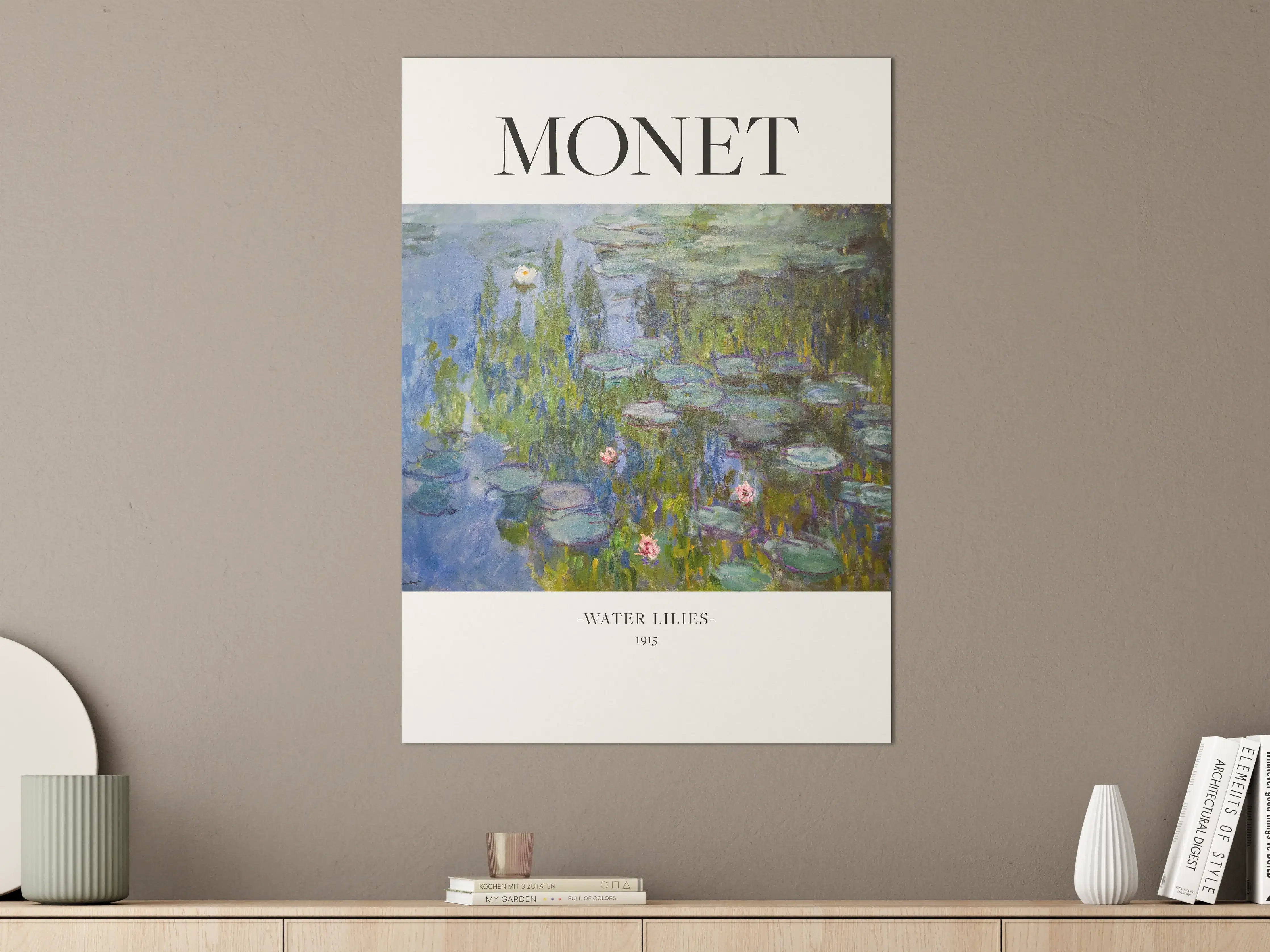 Große Wandbilder - Seerose im Wasser mit Monet-Ästhetik