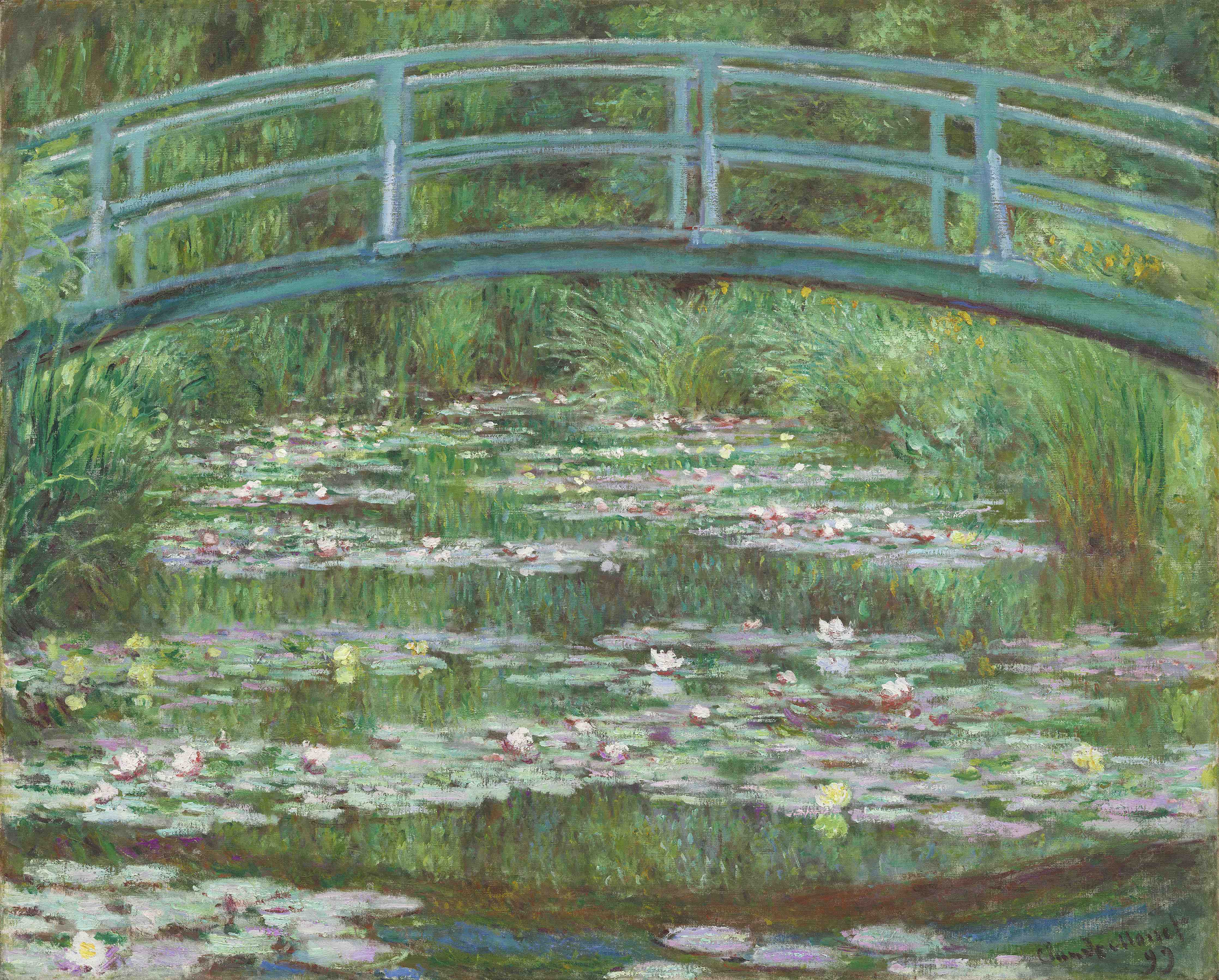 Große Wandbilder-Seerosen und Brücke in impressionistischem Stil