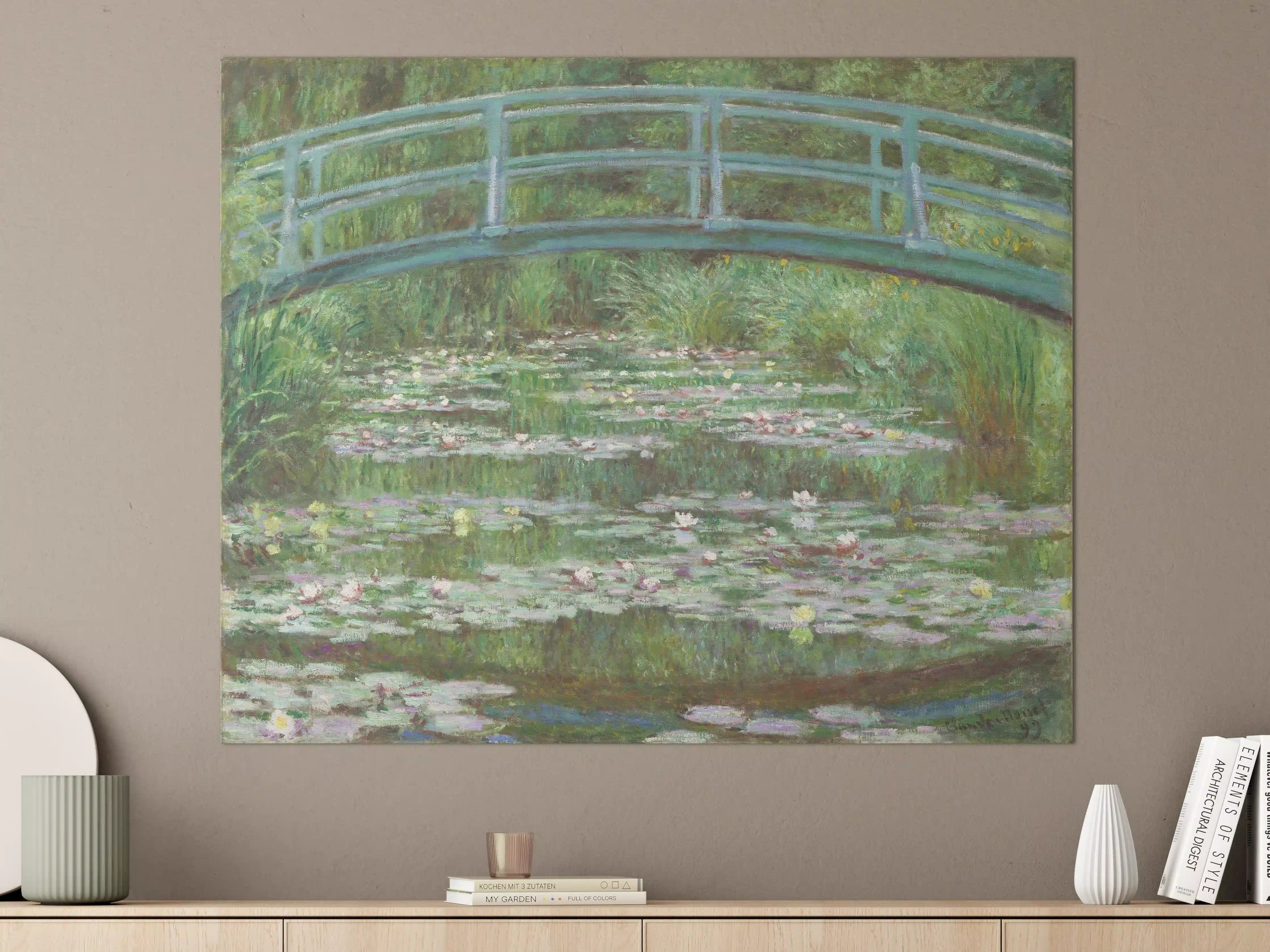 Große Wandbilder - Seerosen und Brücke in impressionistischem Stil