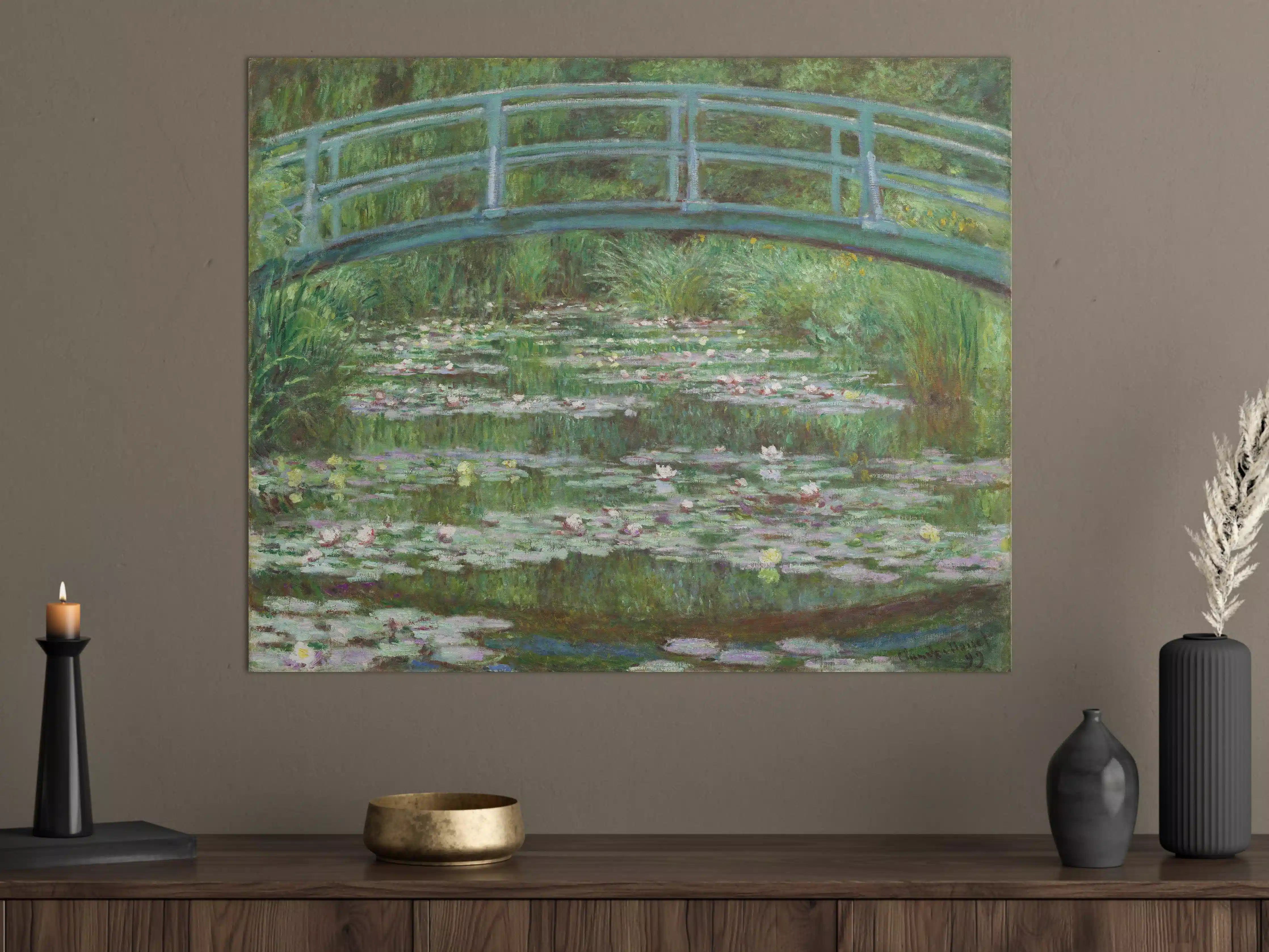 Große Wandbilder - Seerosen und Brücke in impressionistischem Stil