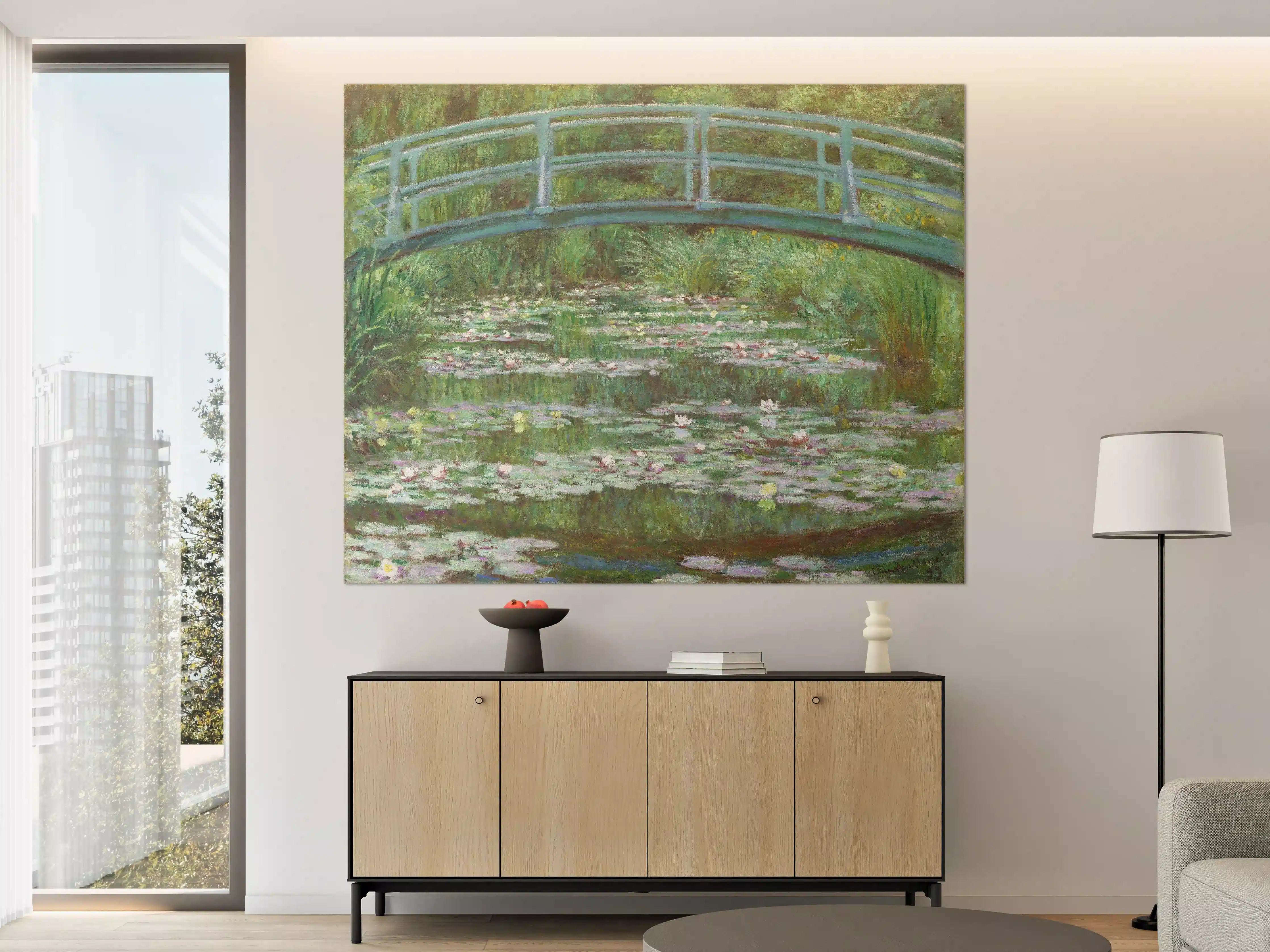 Große Wandbilder - Seerosen und Brücke in impressionistischem Stil