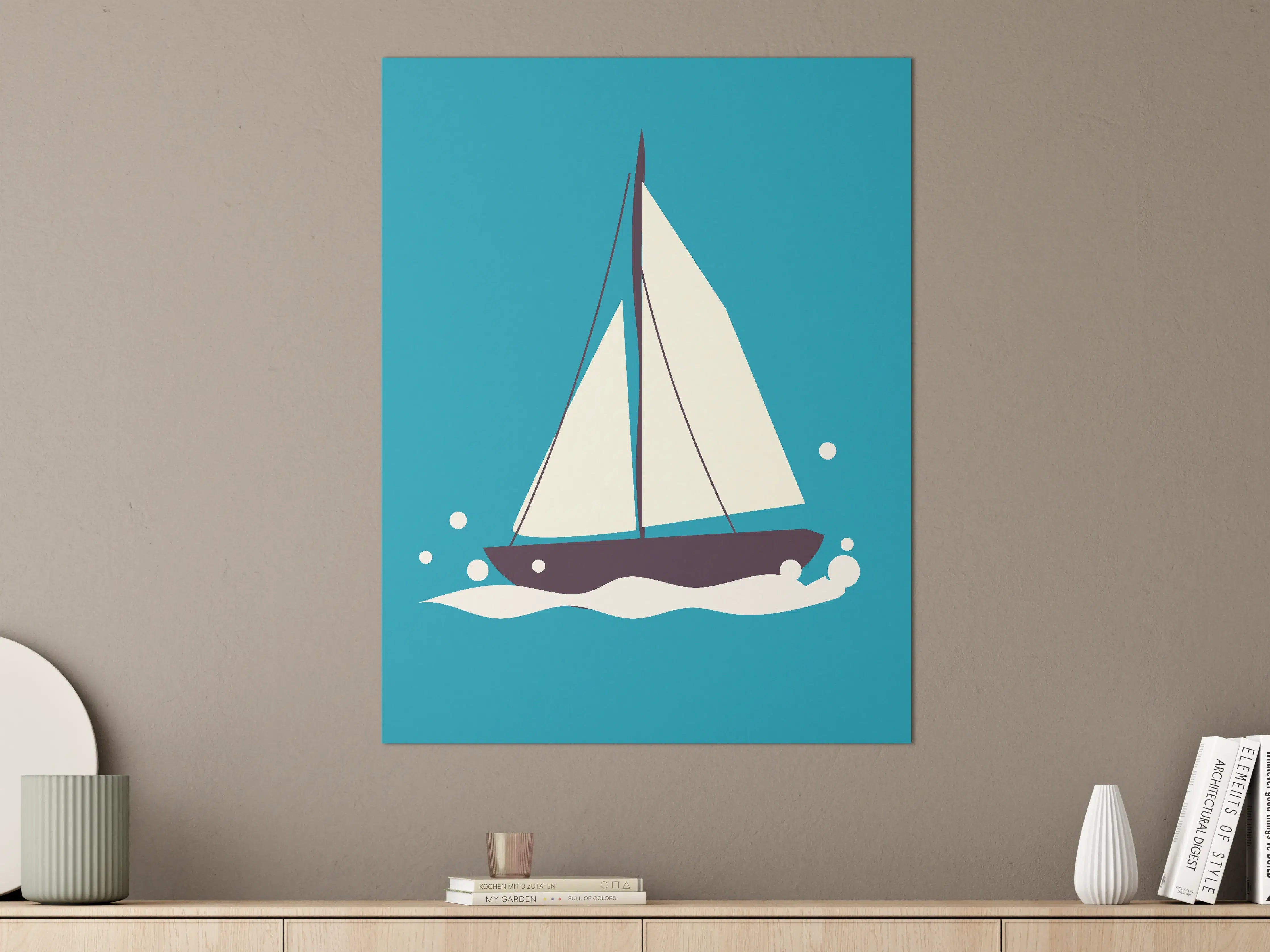 Große Wandbilder - Segelboot auf Blauem Wasser