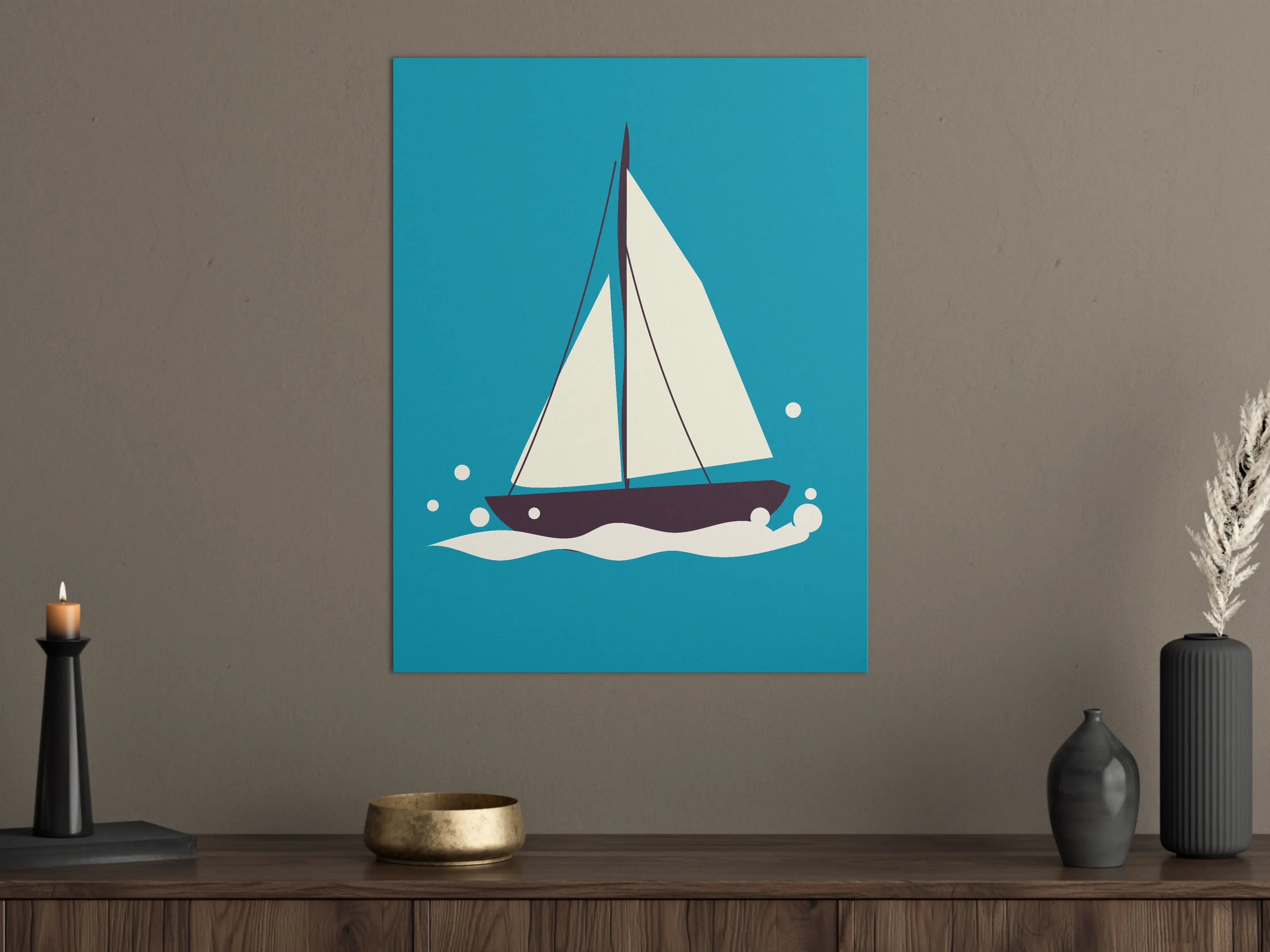 Große Wandbilder - Segelboot auf Blauem Wasser