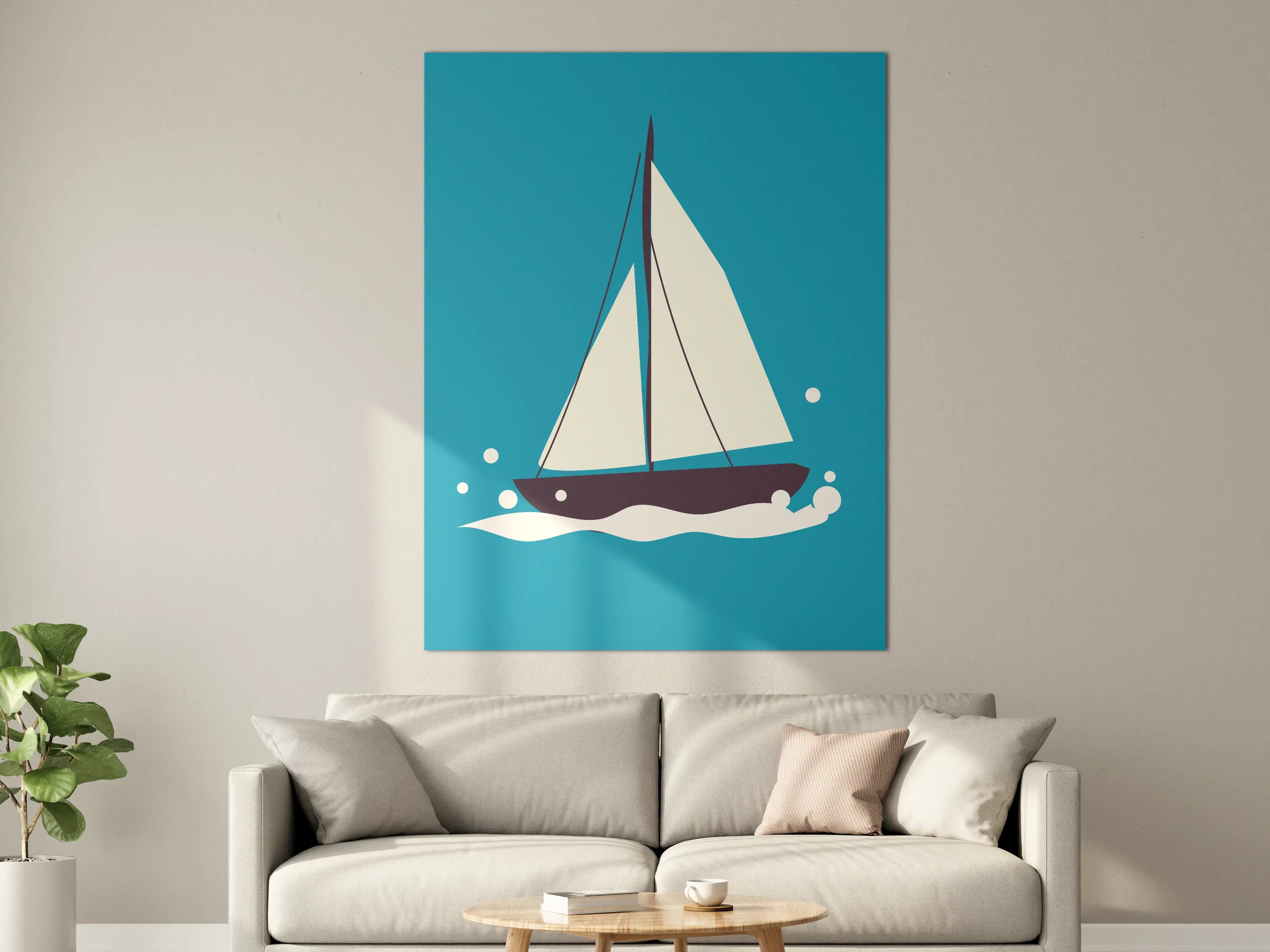 Große Wandbilder - Segelboot auf Blauem Wasser