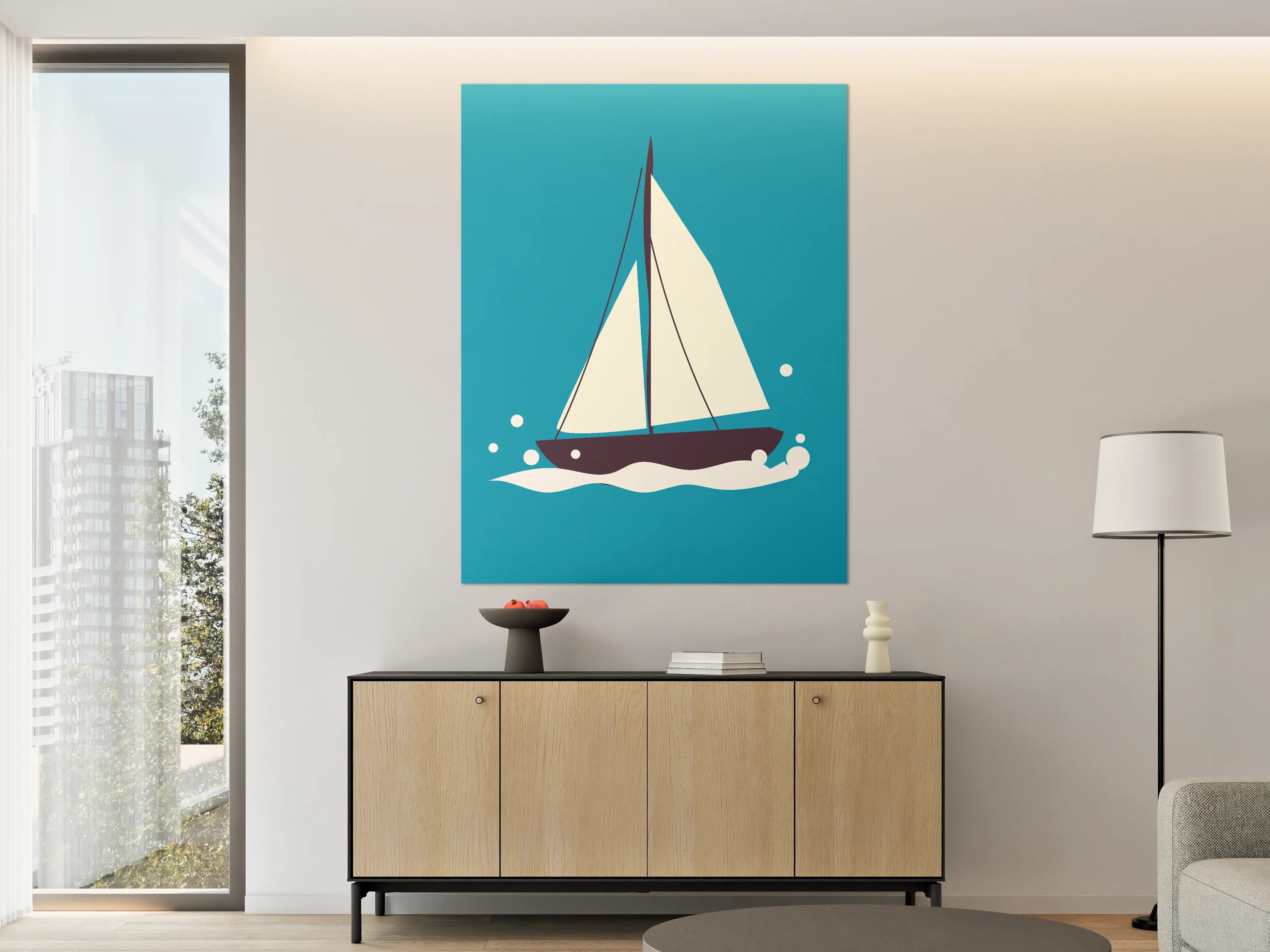 Große Wandbilder - Segelboot auf Blauem Wasser