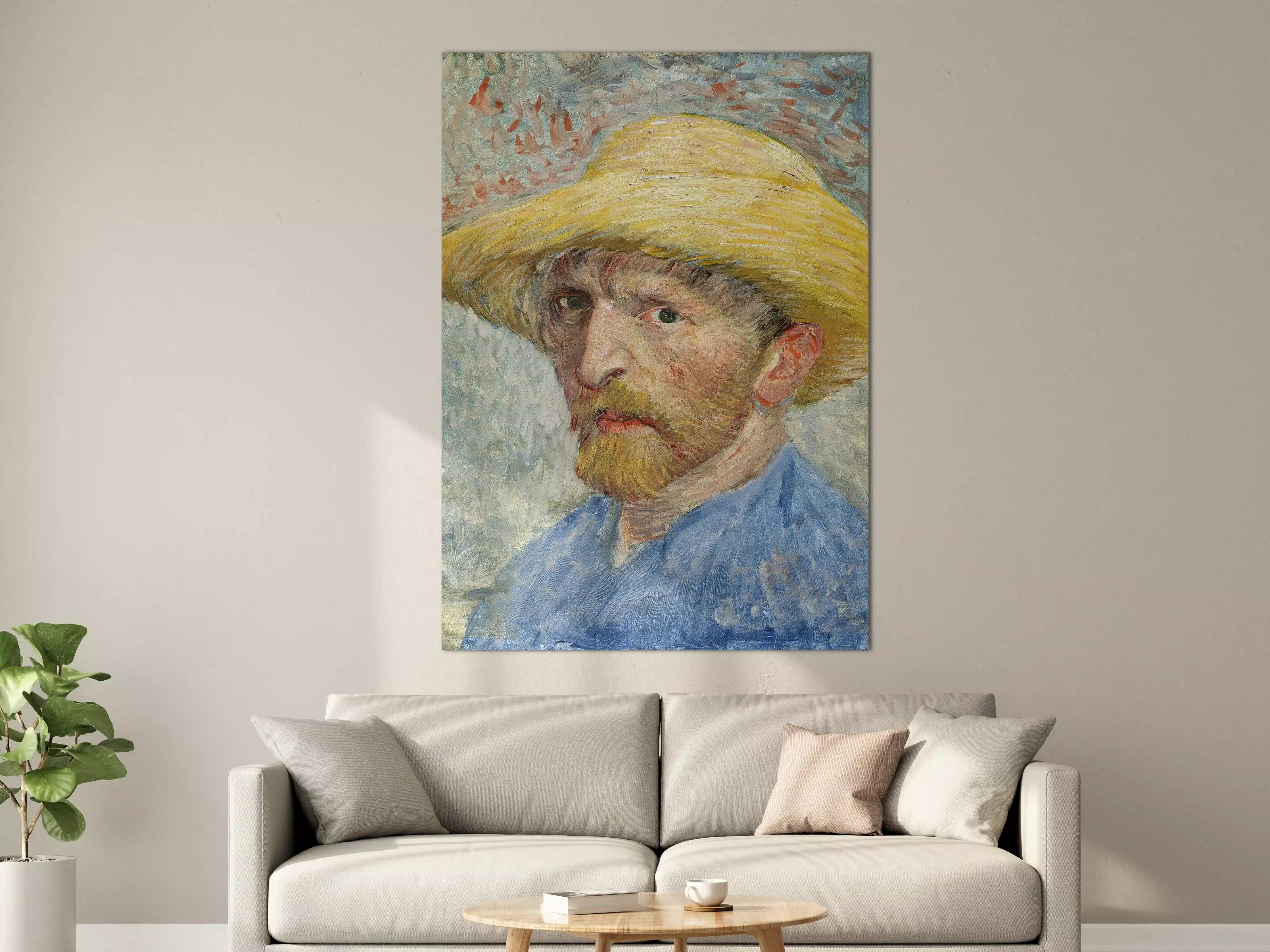 Große Wandbilder - Selbstporträt mit Sonnenhut in impressionistischem Stil