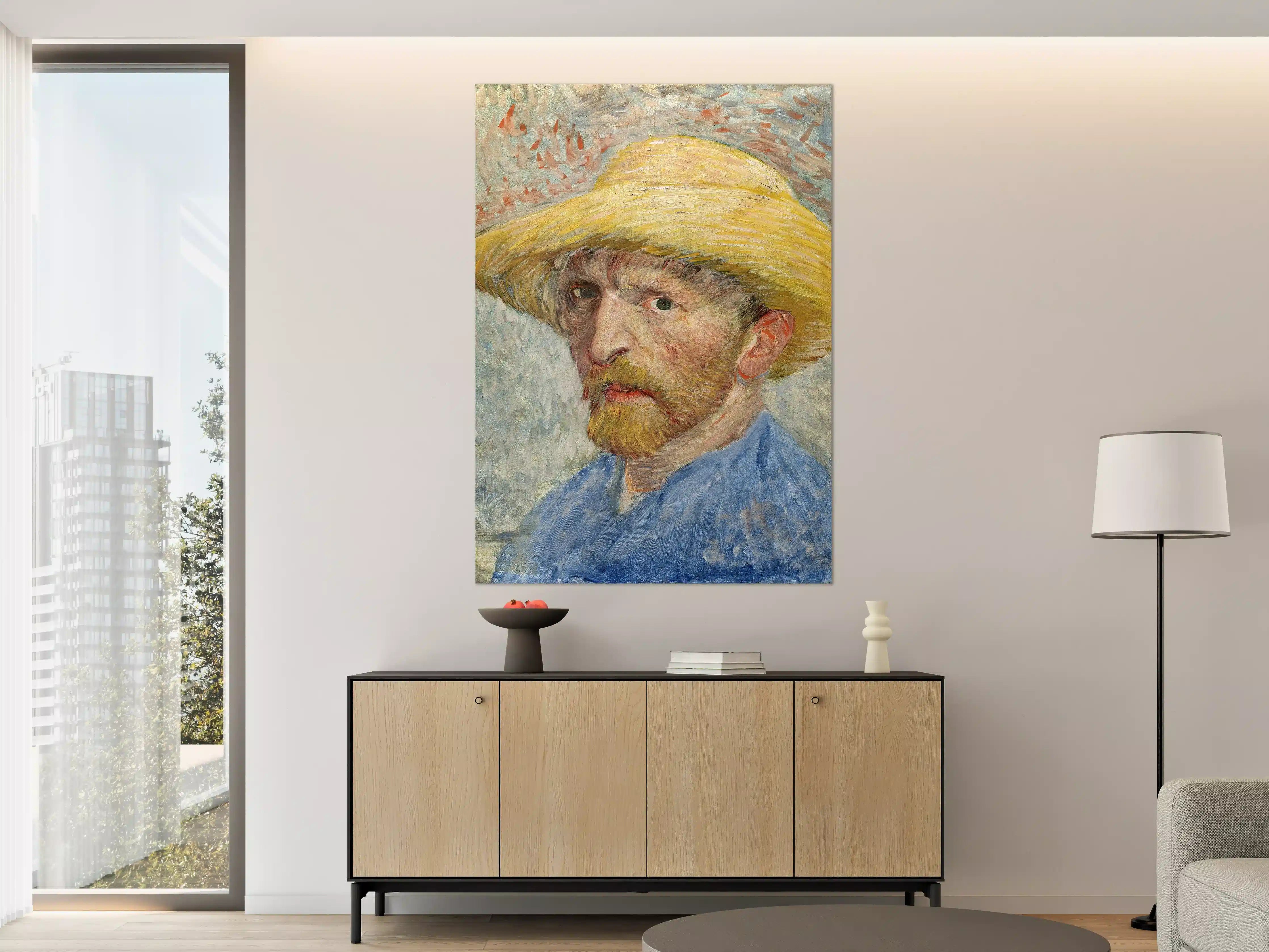 Große Wandbilder - Selbstporträt mit Sonnenhut in impressionistischem Stil