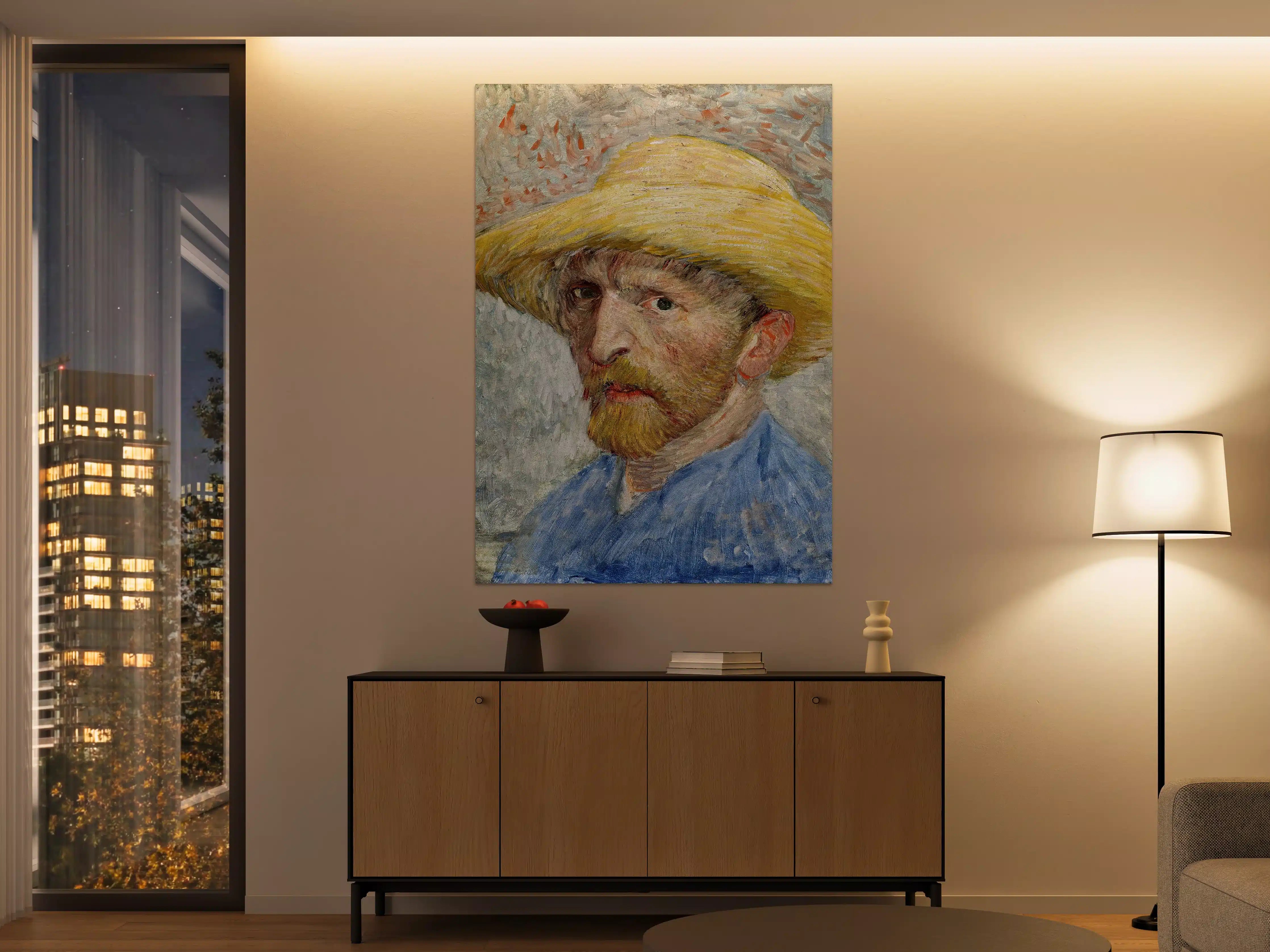 Große Wandbilder - Selbstporträt mit Sonnenhut in impressionistischem Stil