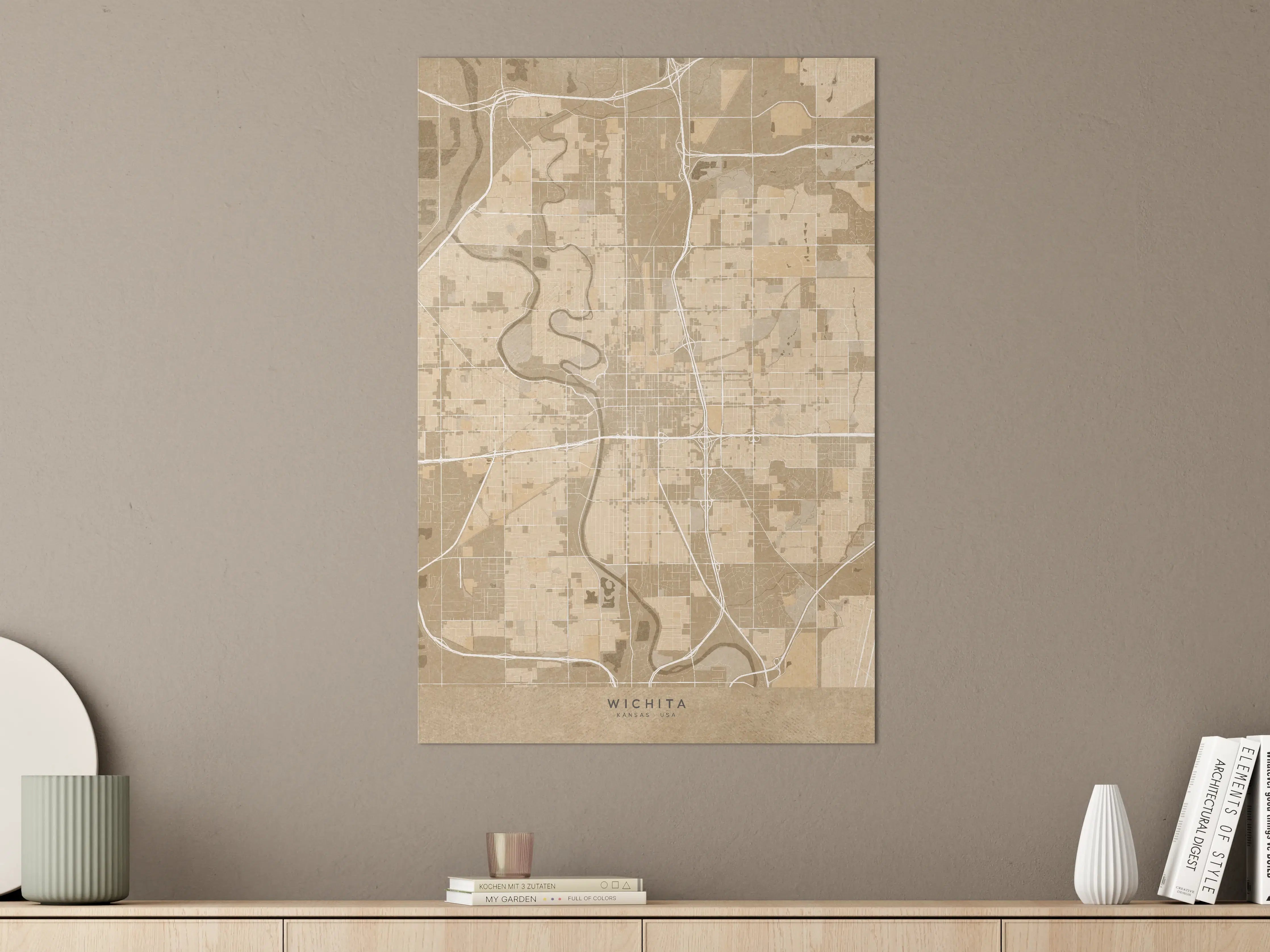 Große Wandbilder - Sepia-Ton Wichita Kartenprint