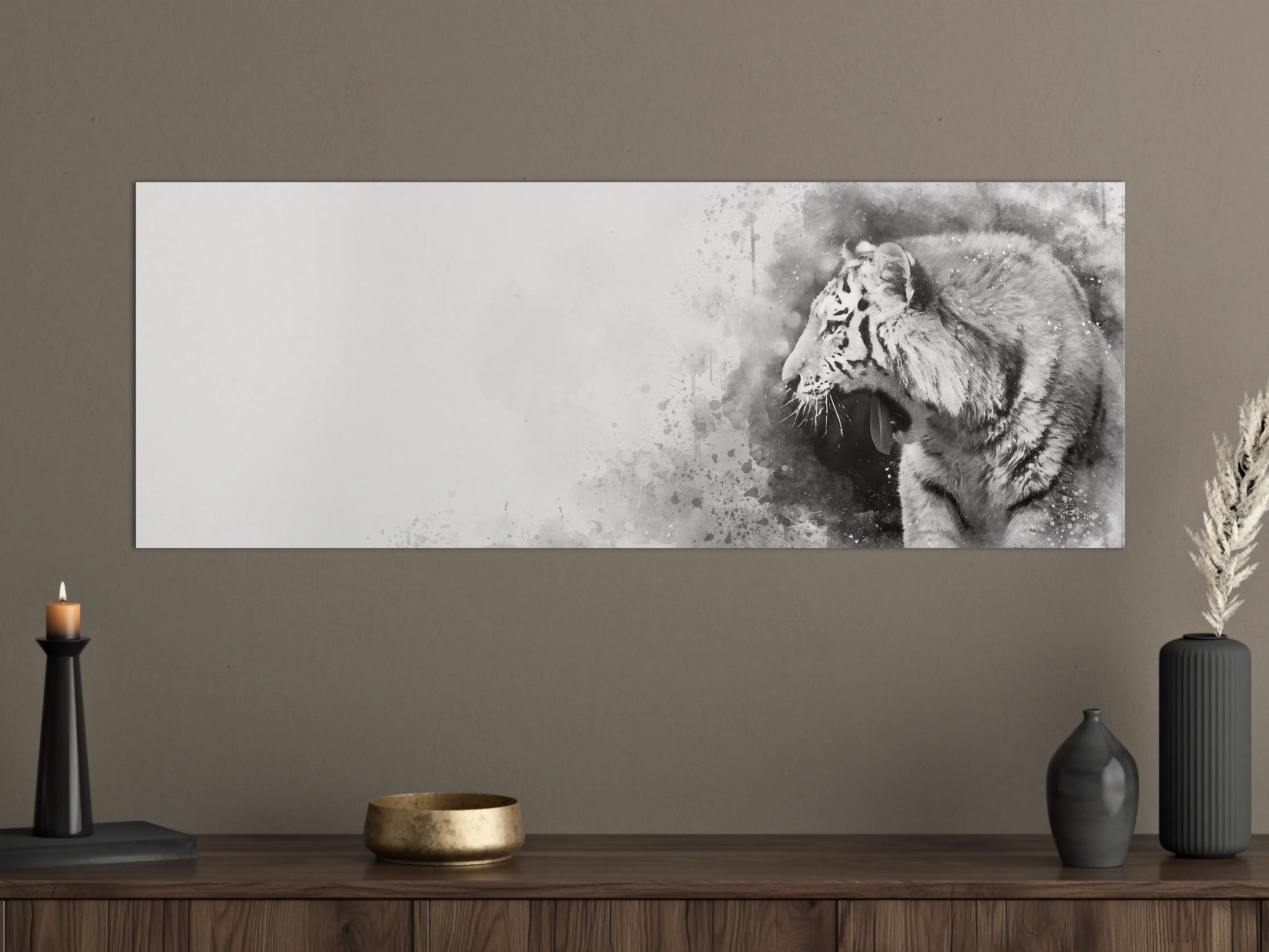 Große Wandbilder - Sibirischer Tiger - SW-Gemälde