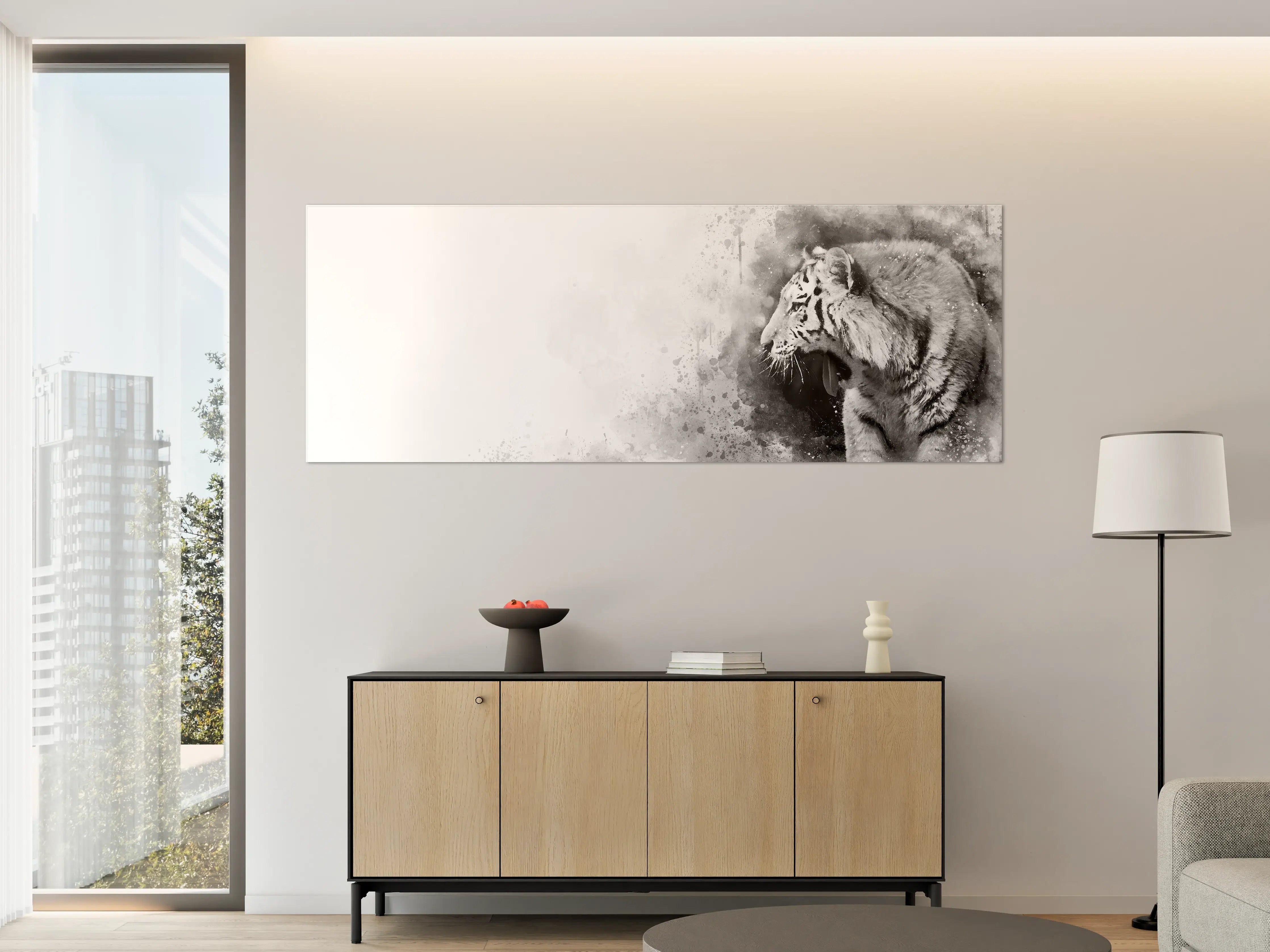 Große Wandbilder - Sibirischer Tiger - SW-Gemälde