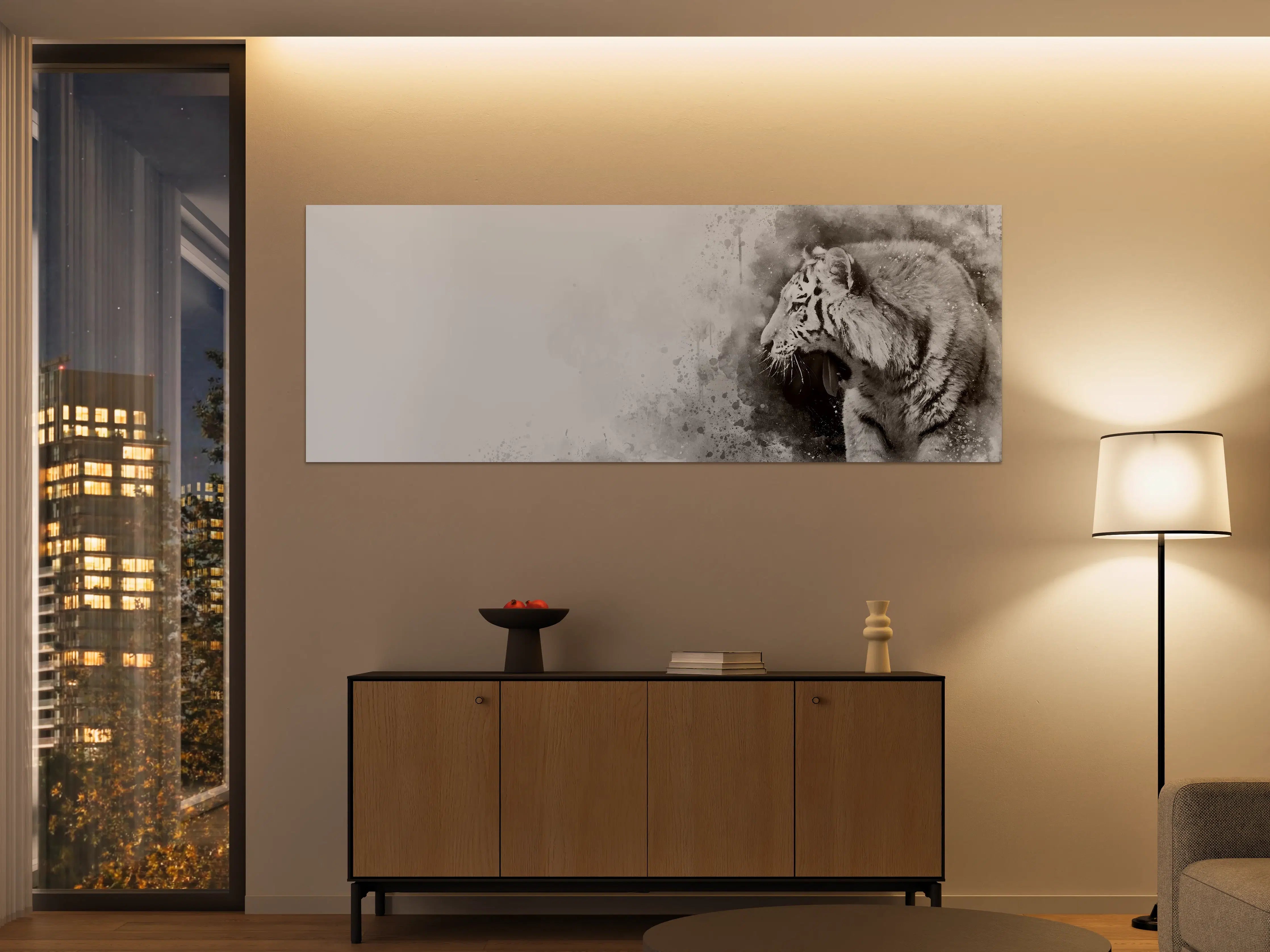Große Wandbilder - Sibirischer Tiger - SW-Gemälde