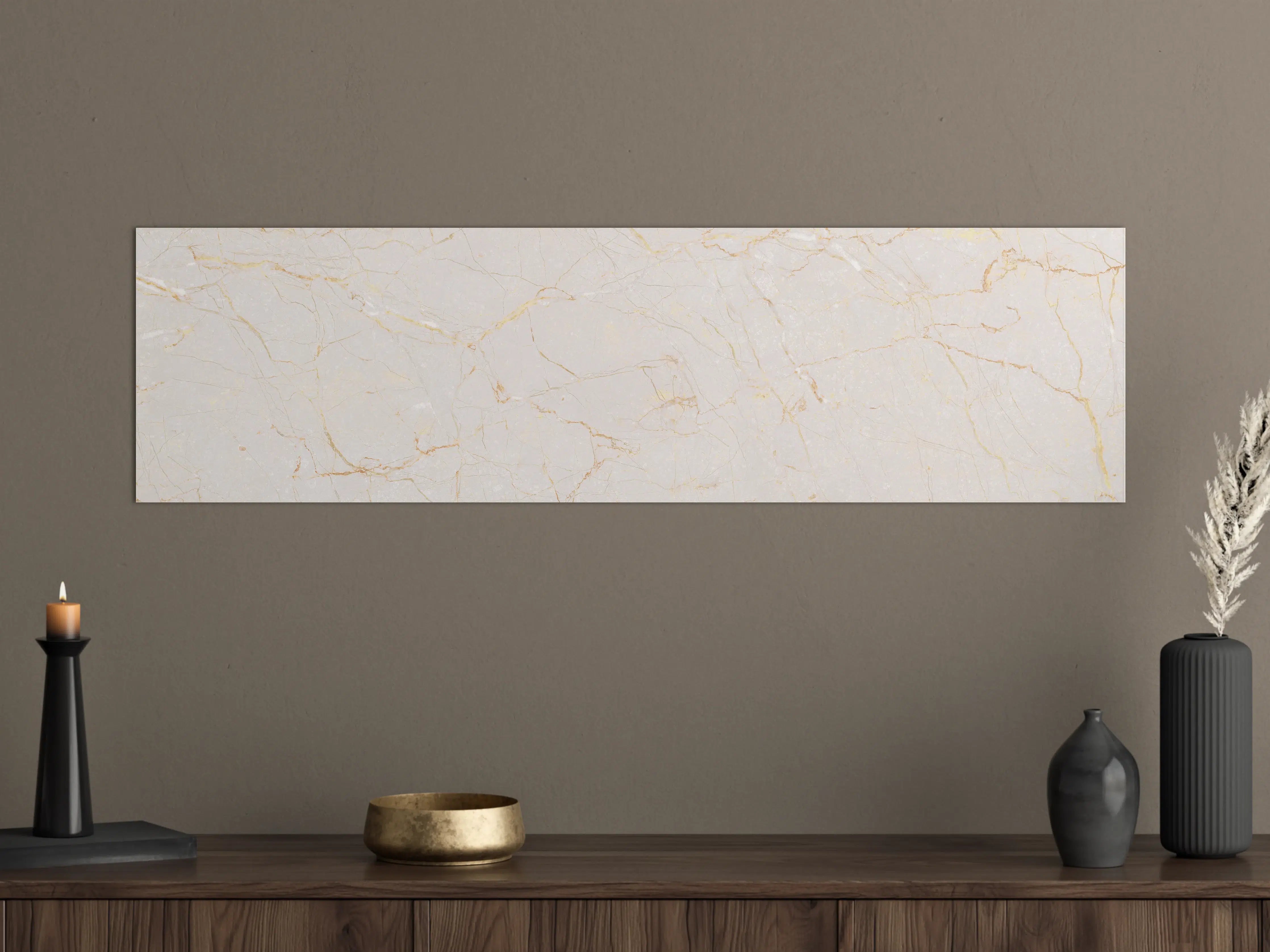 Große Wandbilder - Silberne Marmorierung mit goldenen Linien