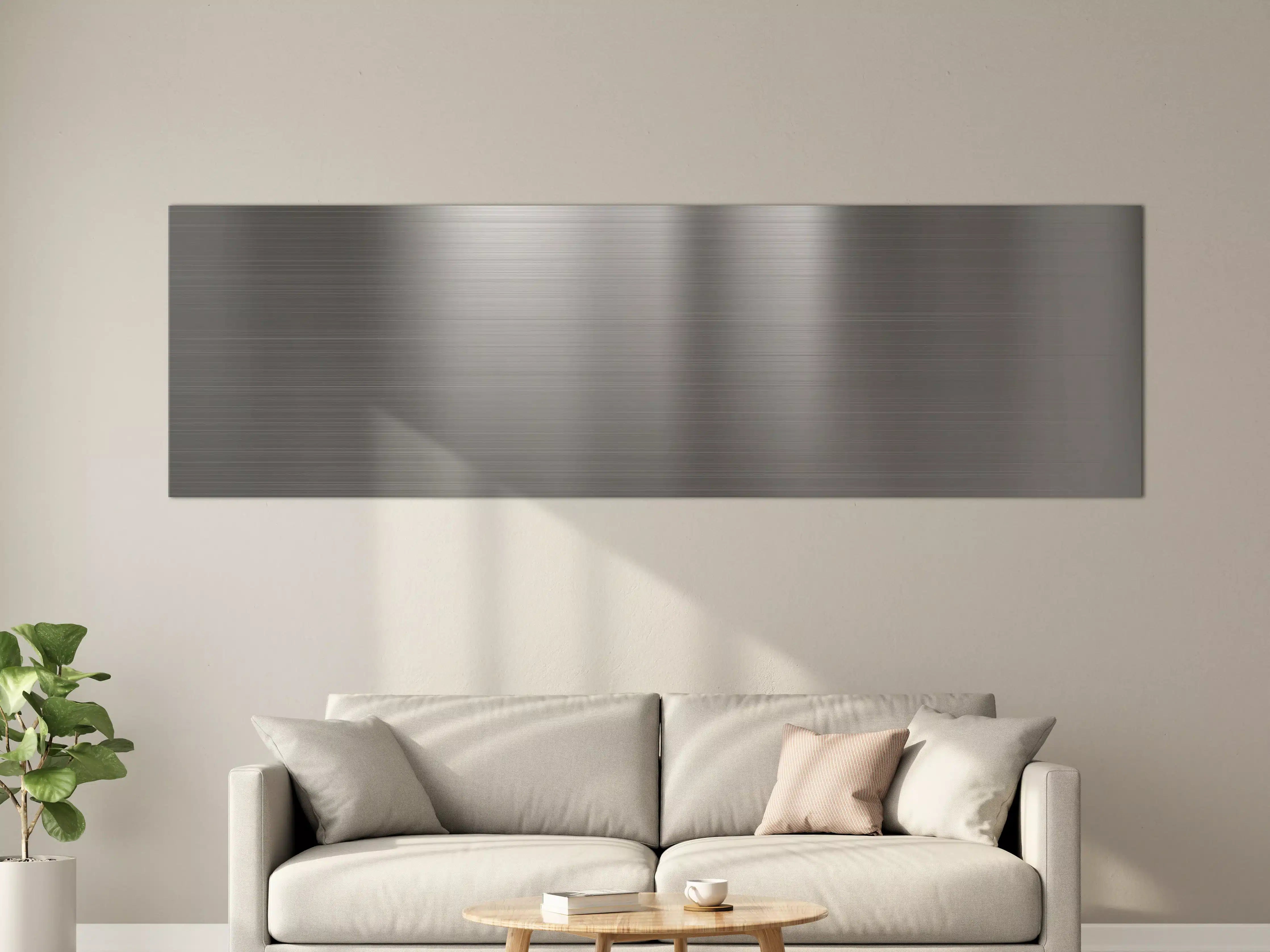 Große Wandbilder - Silberne Metallwand mit reflektierendem Finish