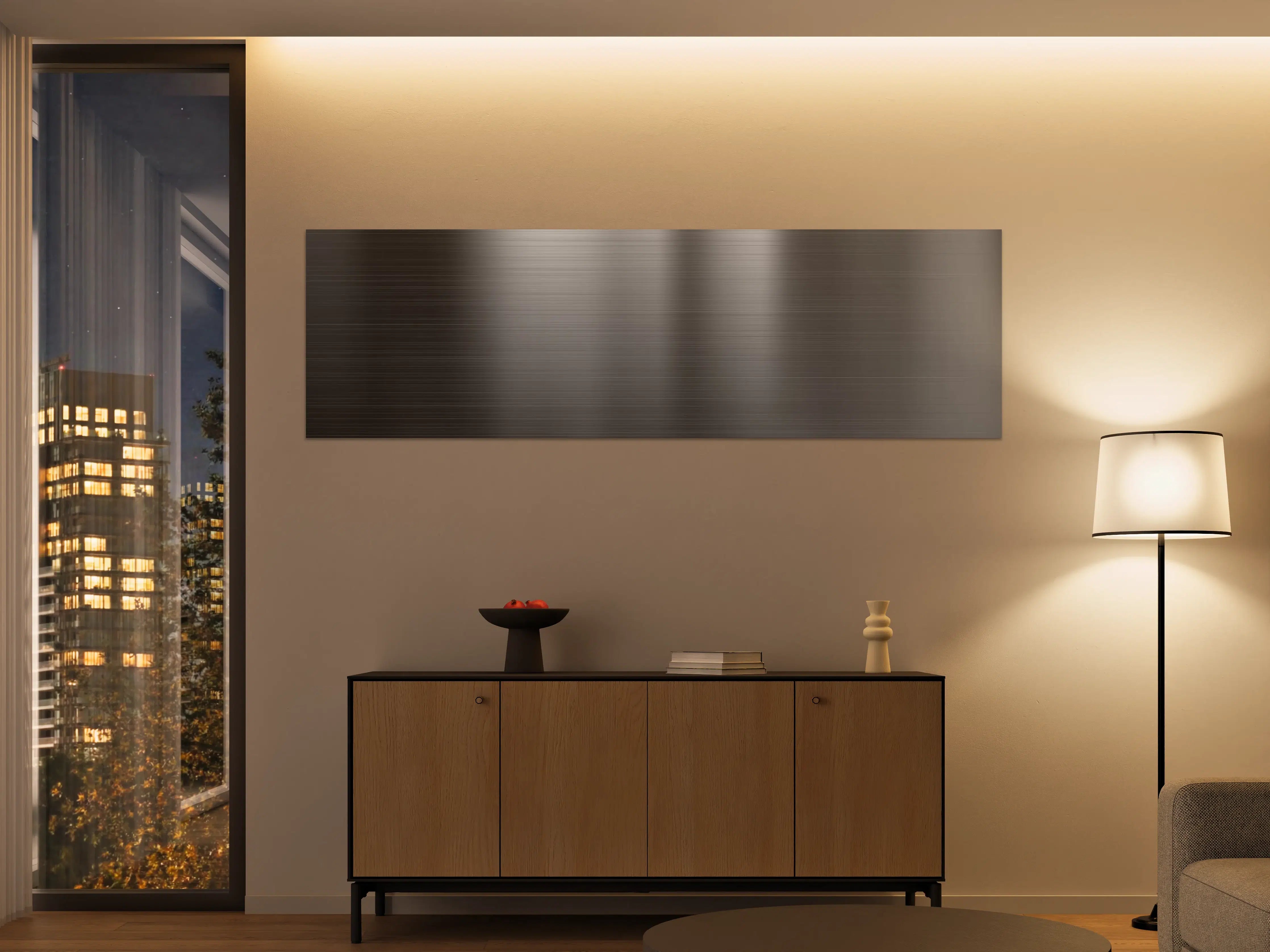 Große Wandbilder - Silberne Metallwand mit reflektierendem Finish
