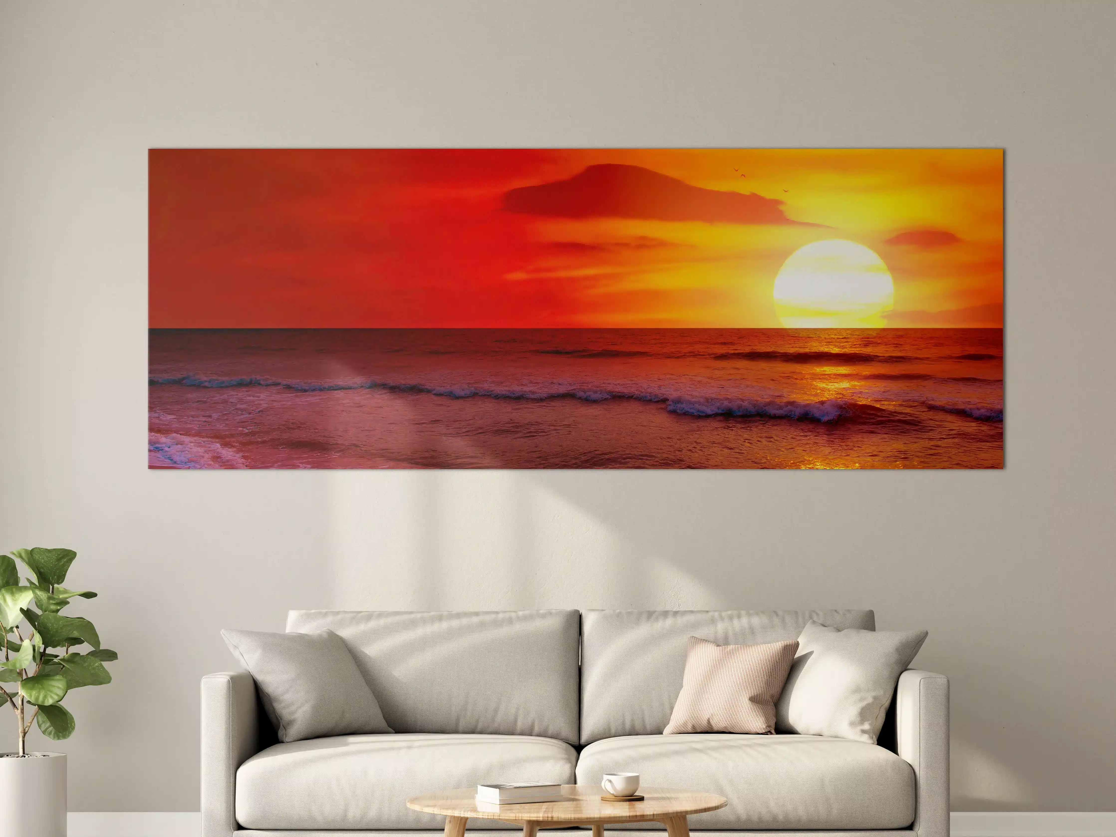Große Wandbilder - Silberner Abendhimmel am Meer