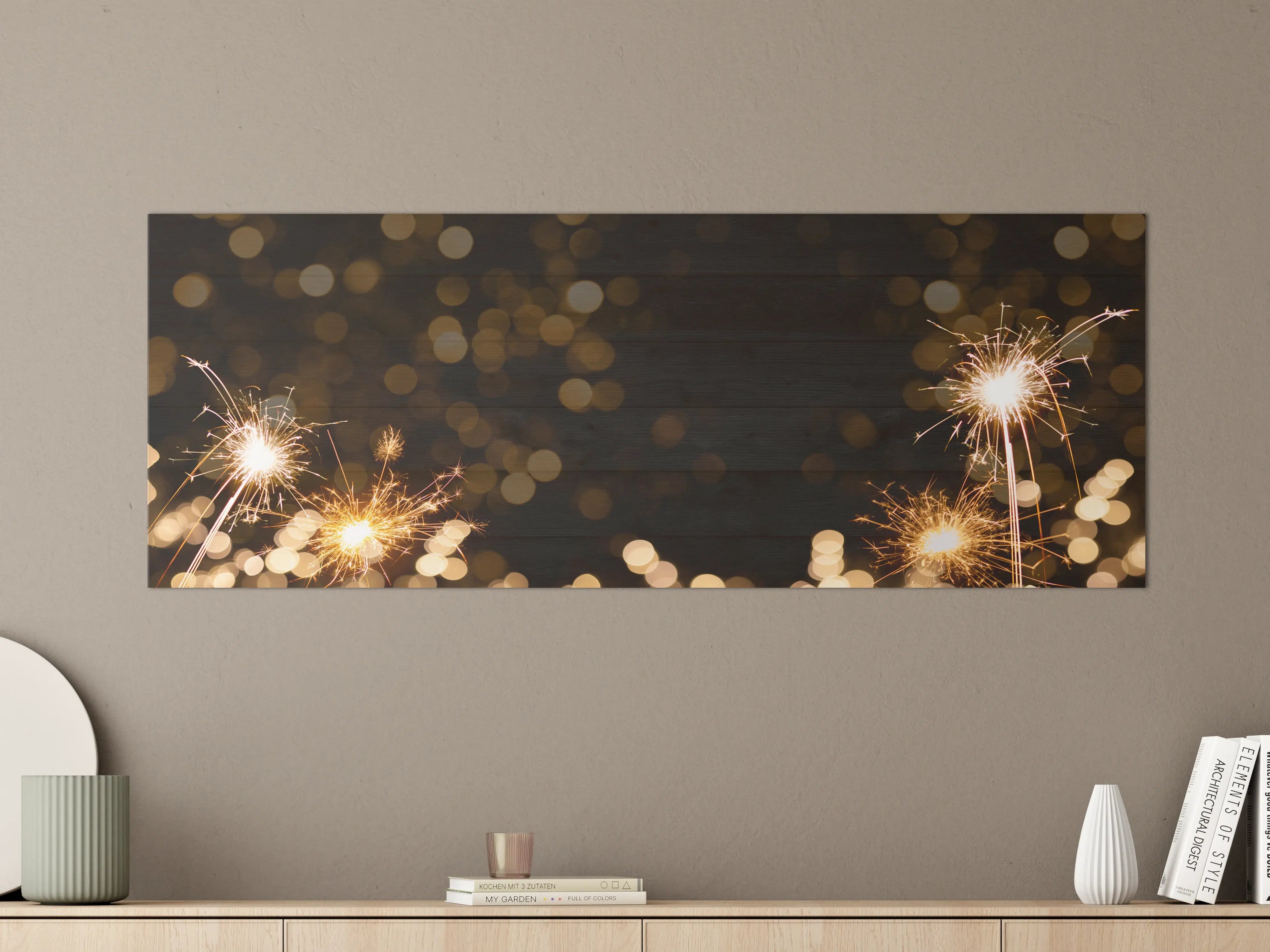 Große Wandbilder - Silvester Feuerwerk Bokeh Panorama
