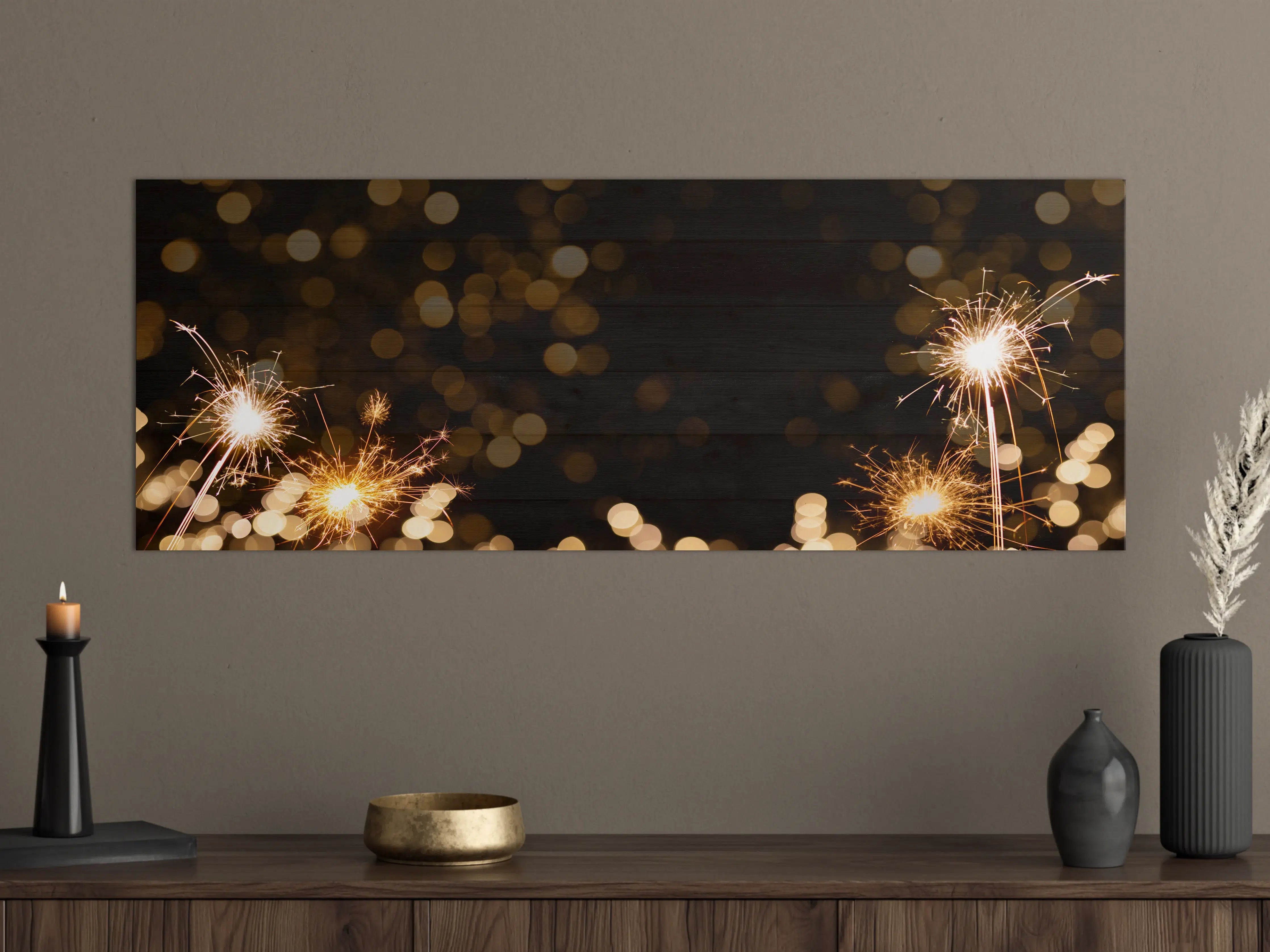 Große Wandbilder - Silvester Feuerwerk Bokeh Panorama