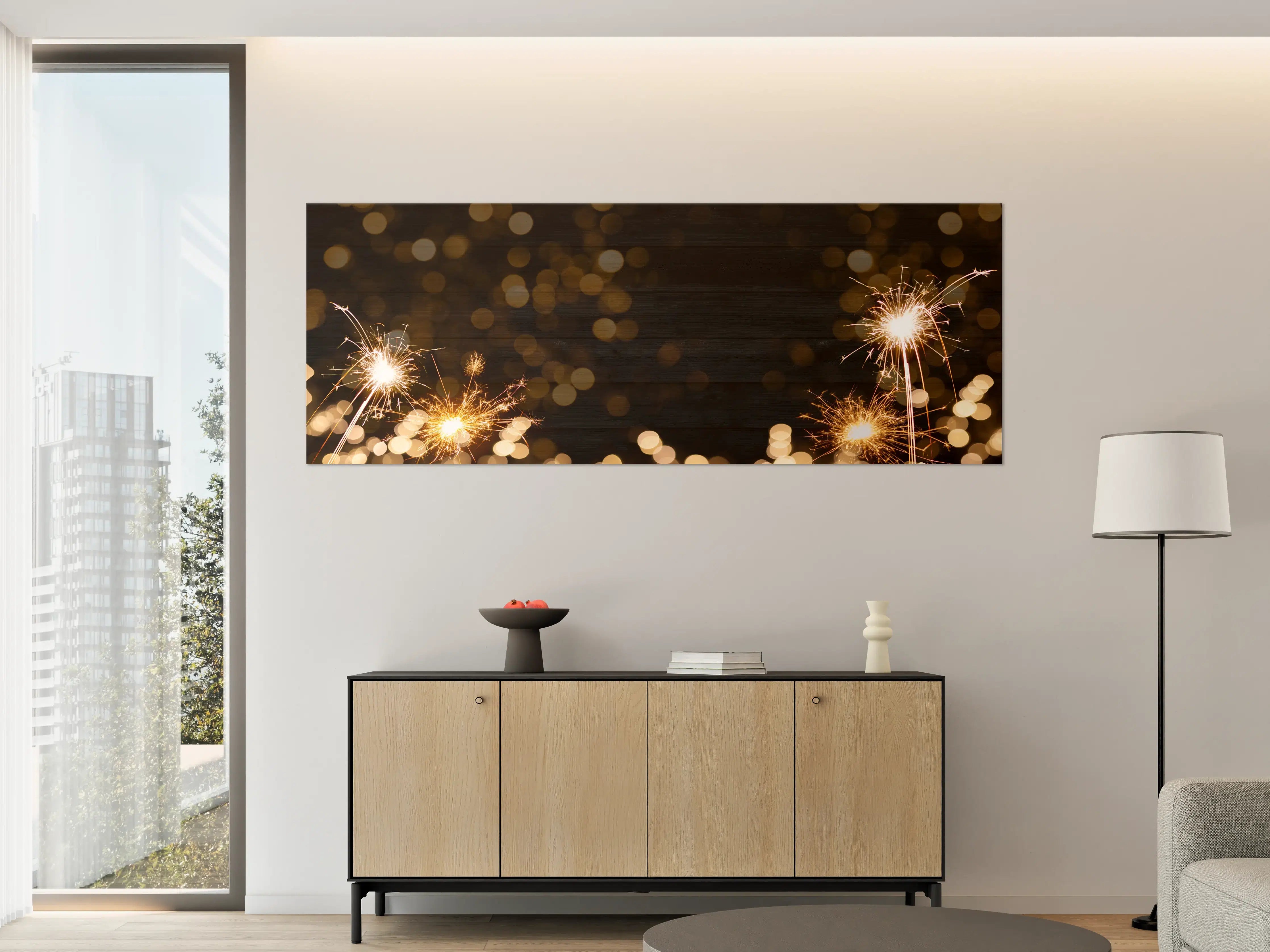 Große Wandbilder - Silvester Feuerwerk Bokeh Panorama