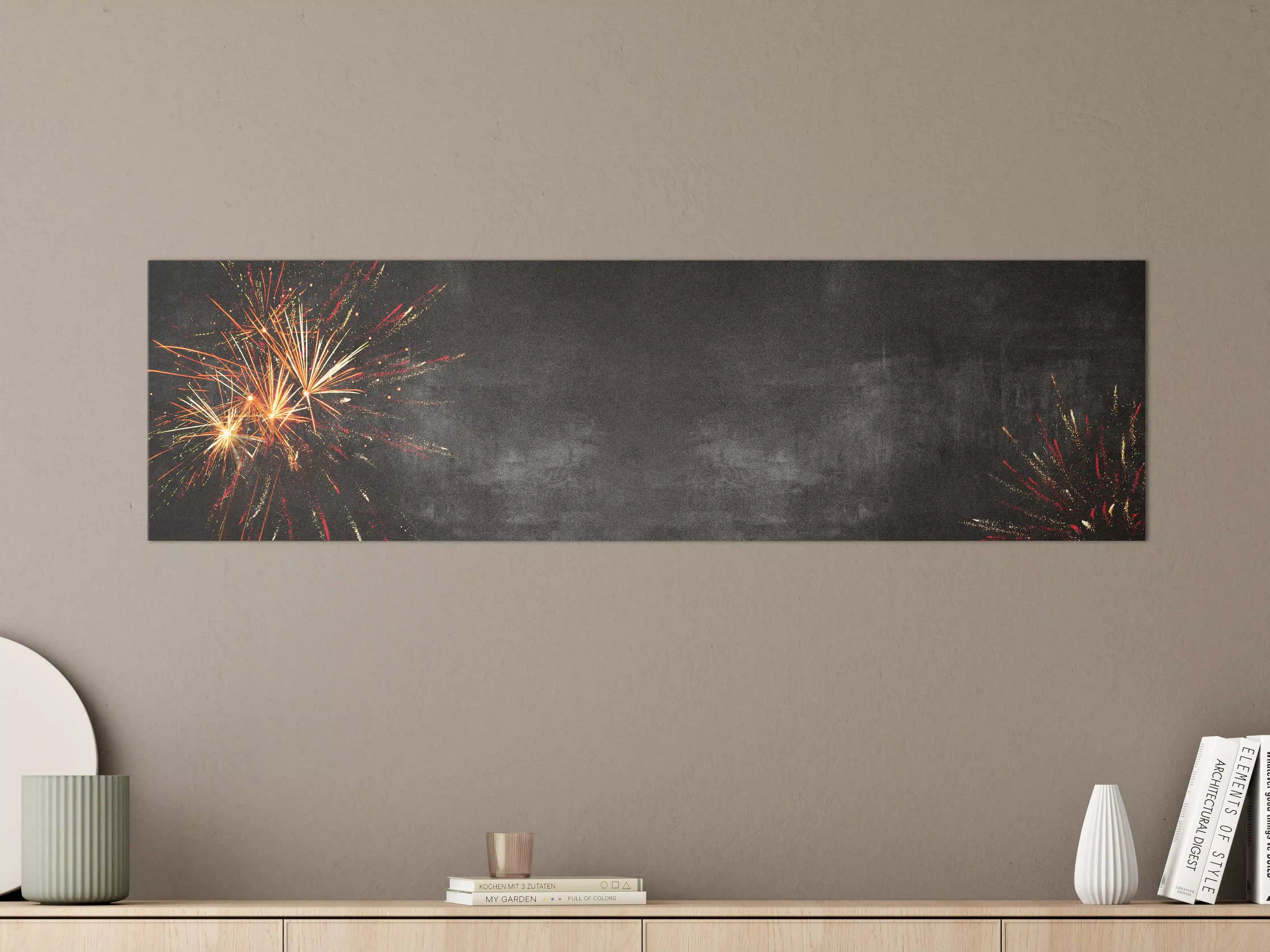 Große Wandbilder - Silvester Feuerwerk Dunkelgrauer Beton