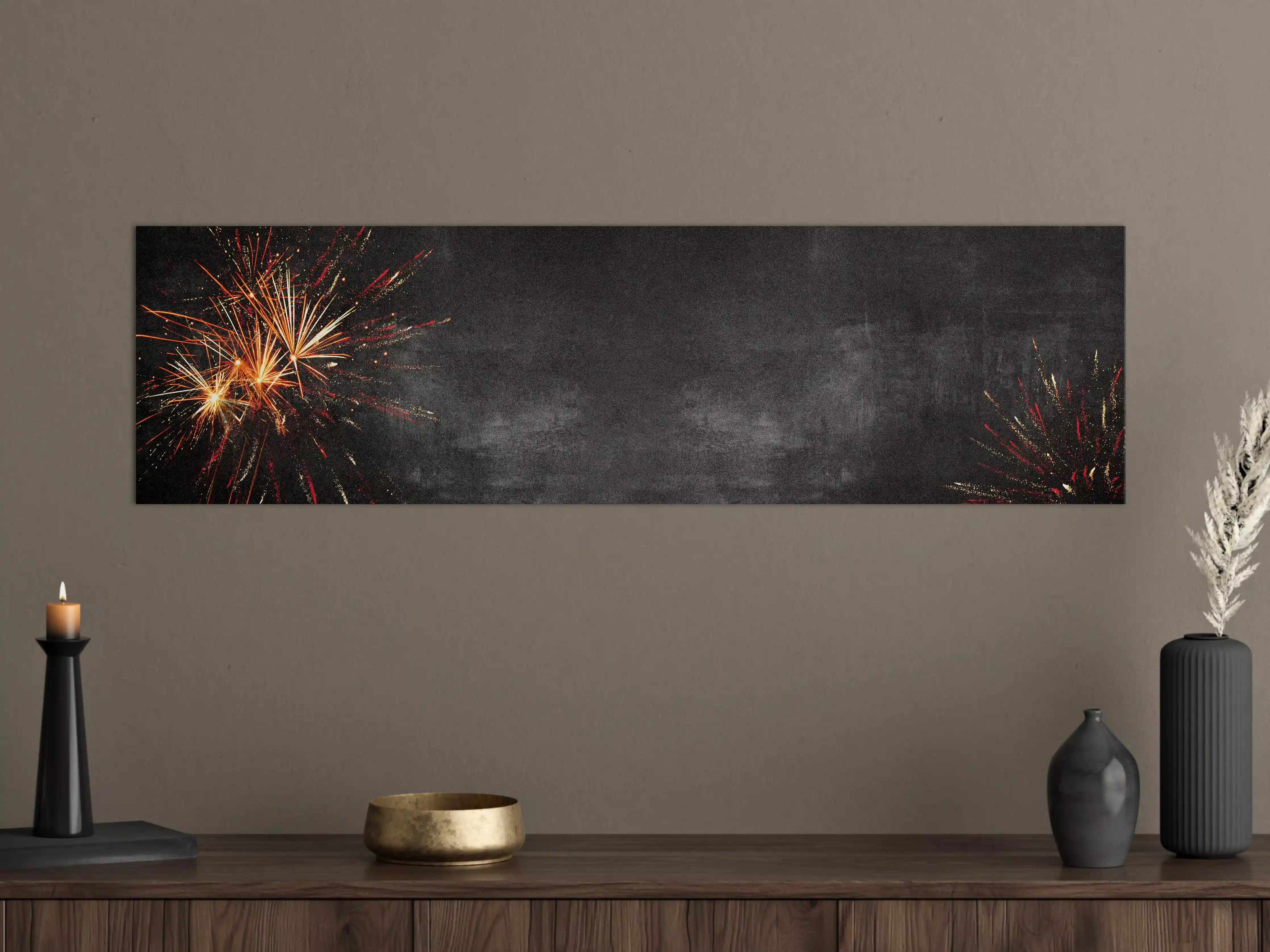 Große Wandbilder - Silvester Feuerwerk Dunkelgrauer Beton