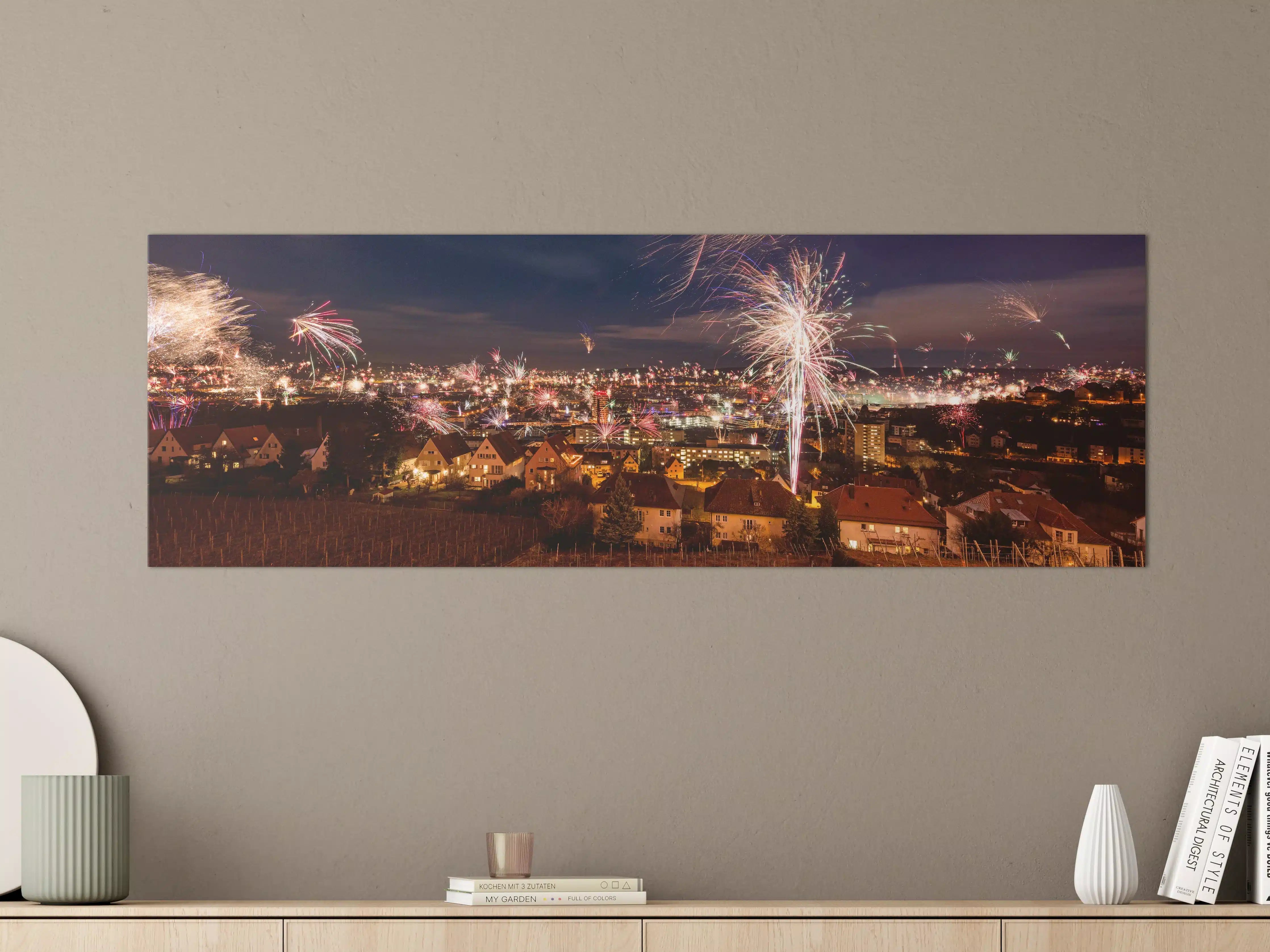 Große Wandbilder - Silvester Feuerwerk über Stuttgart