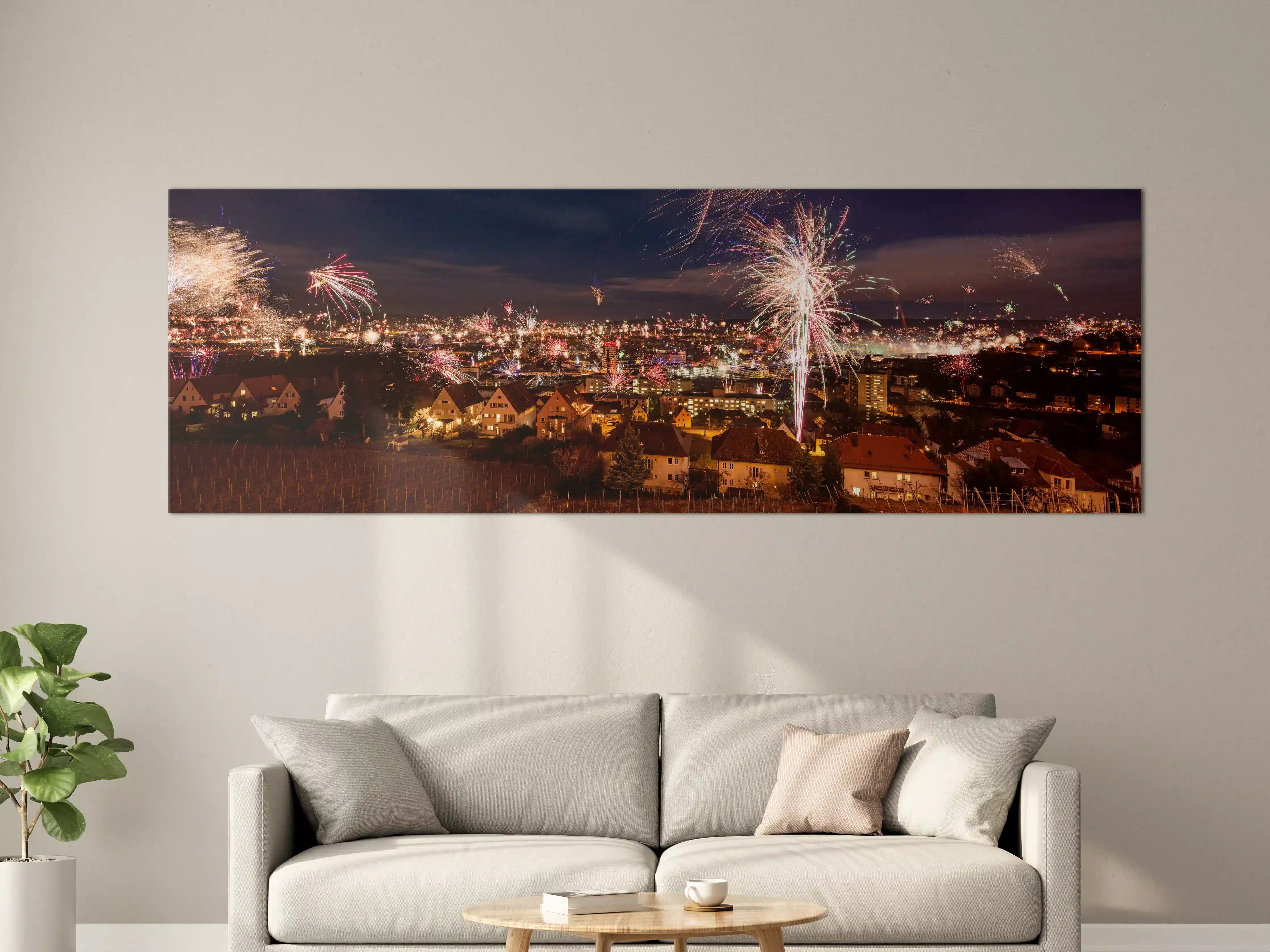Große Wandbilder - Silvester Feuerwerk über Stuttgart