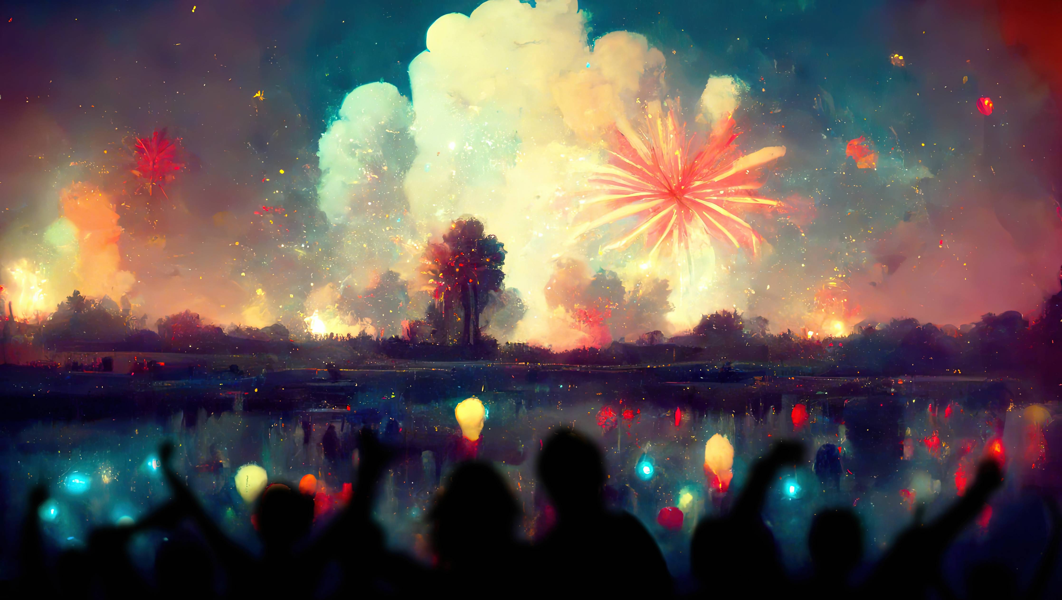 Große Wandbilder-Silvesternacht - Illustration