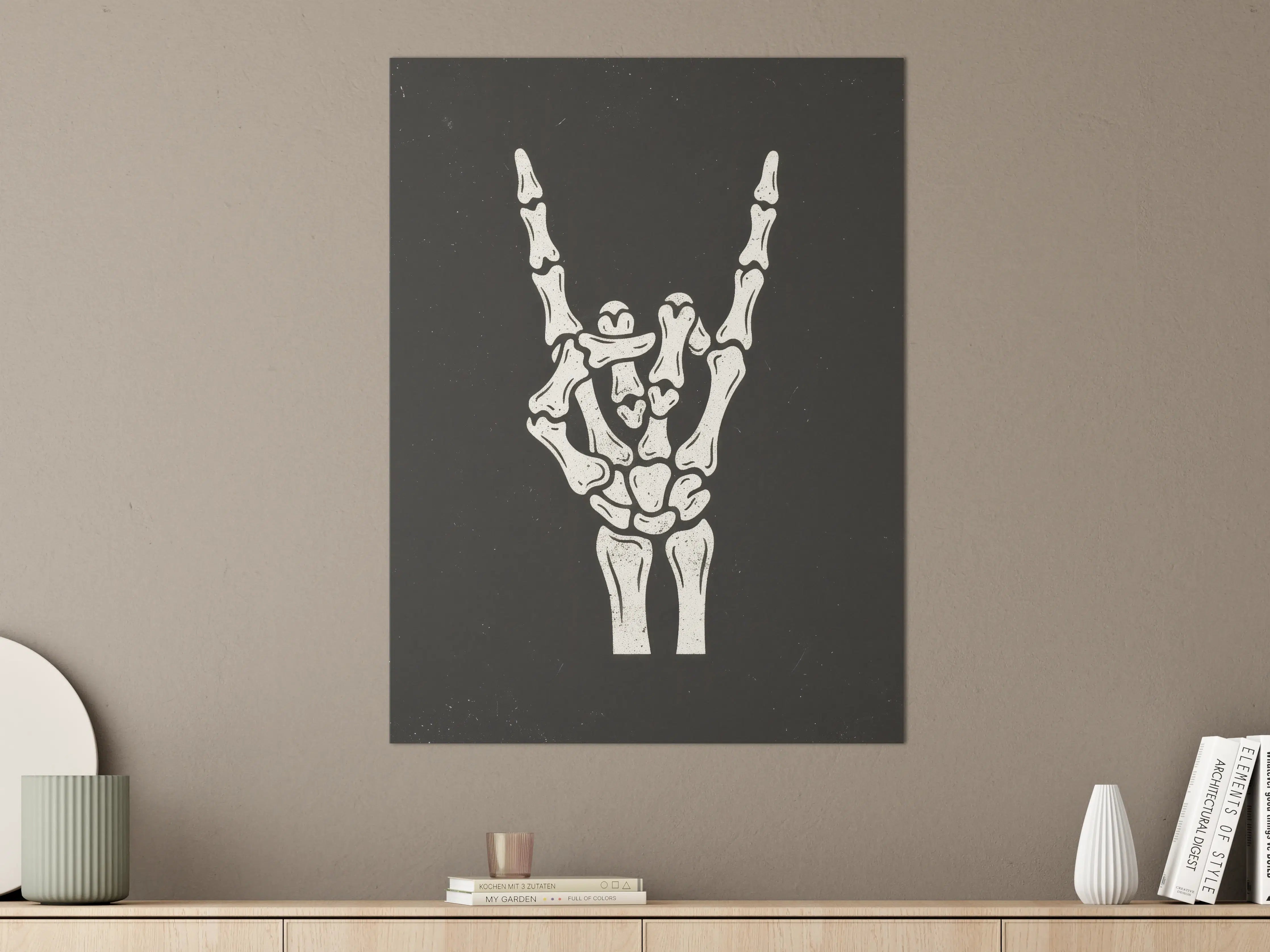 Große Wandbilder - Skull Skeleton Hand Gesture