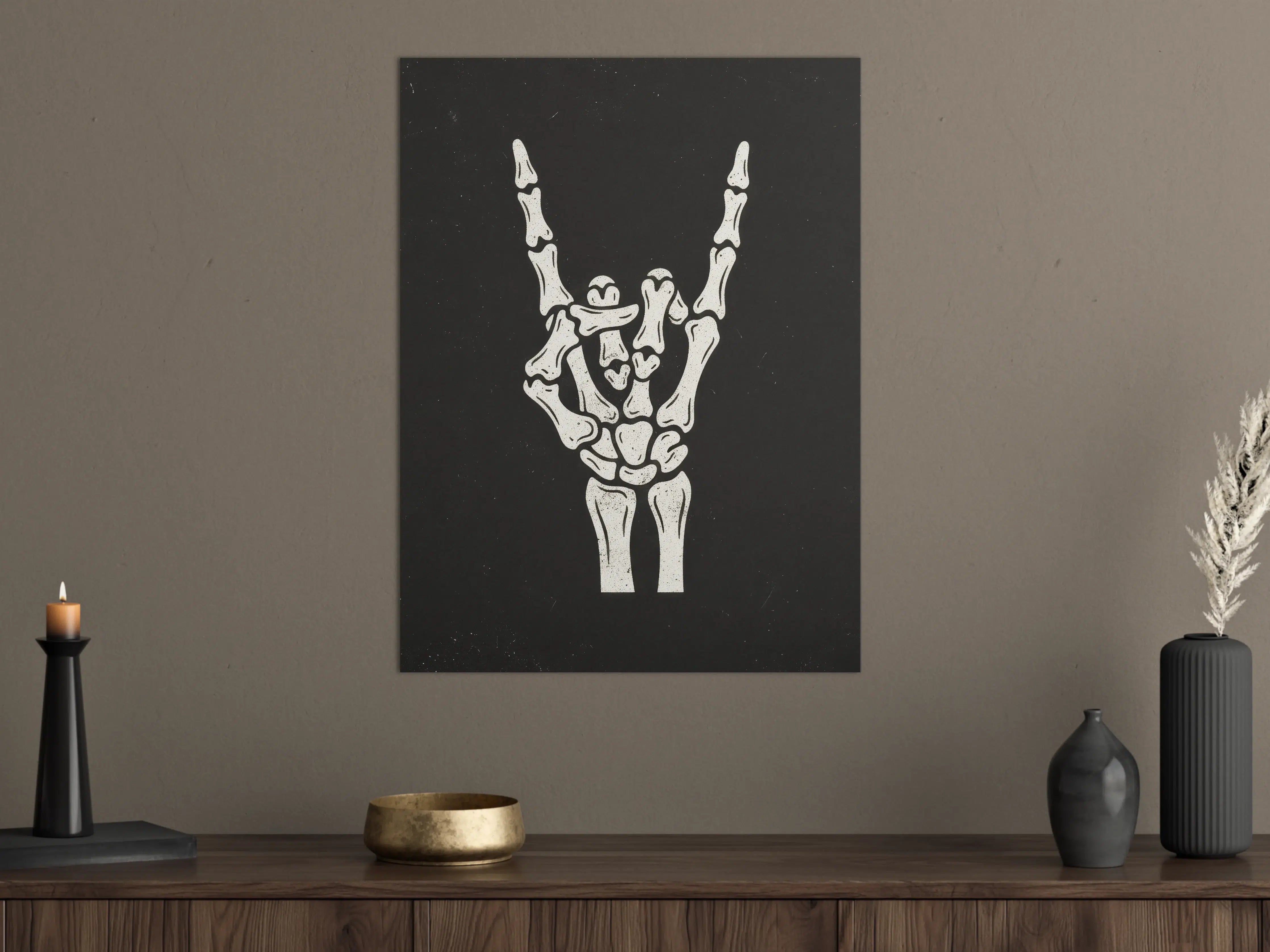 Große Wandbilder - Skull Skeleton Hand Gesture