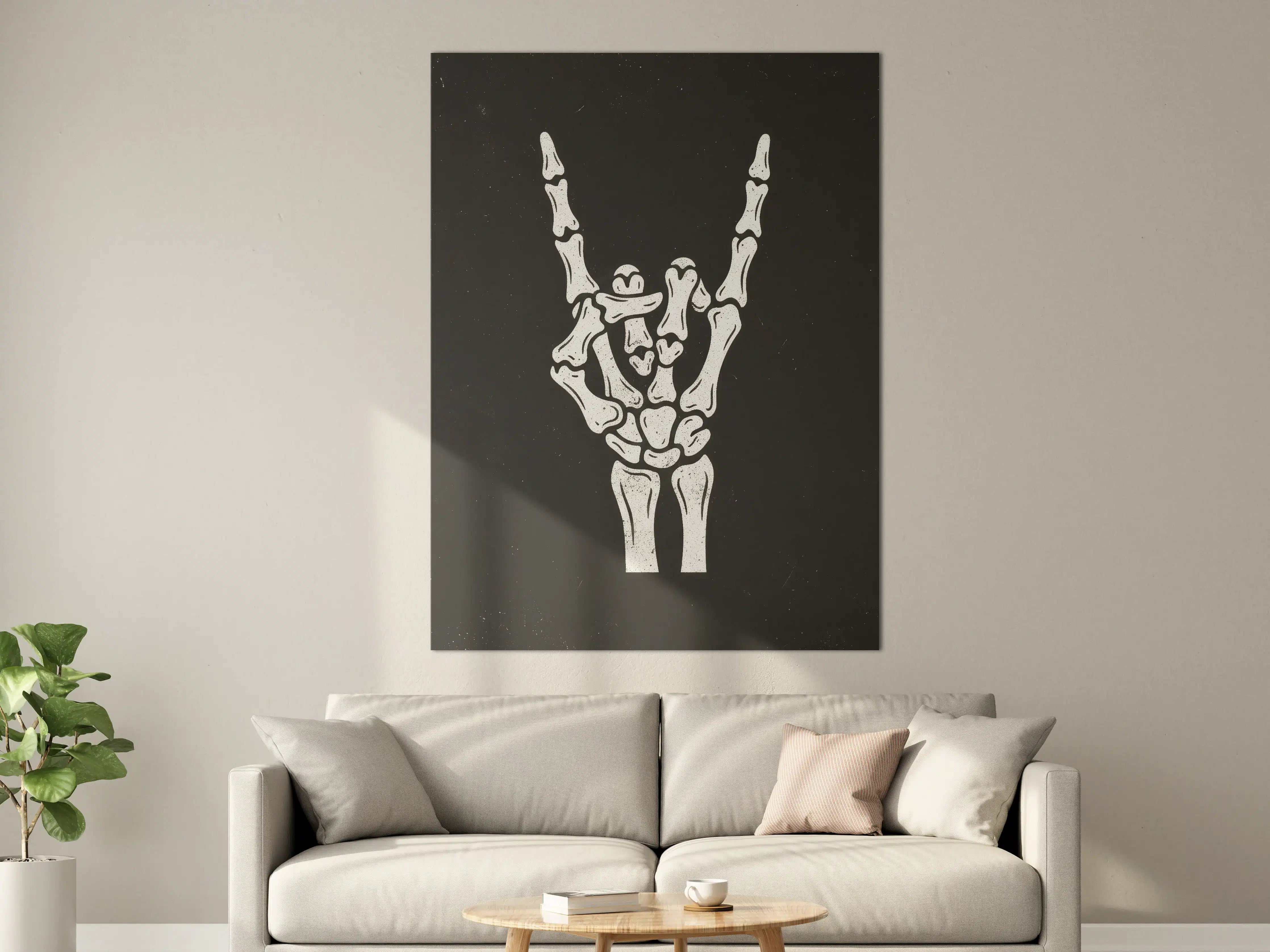 Große Wandbilder - Skull Skeleton Hand Gesture