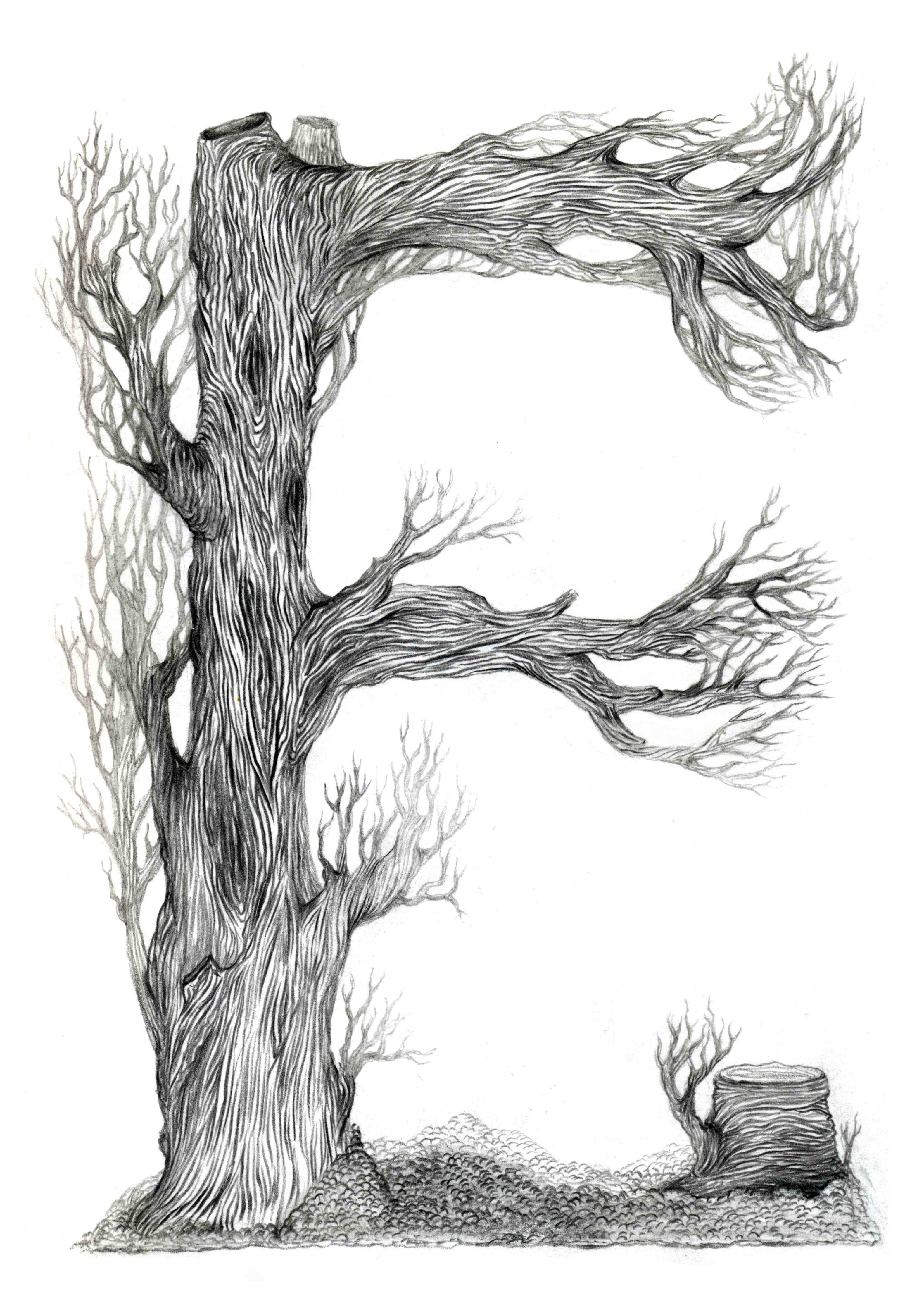 Große Wandbilder-Skulpturenbaum in Schwarz-Weiß