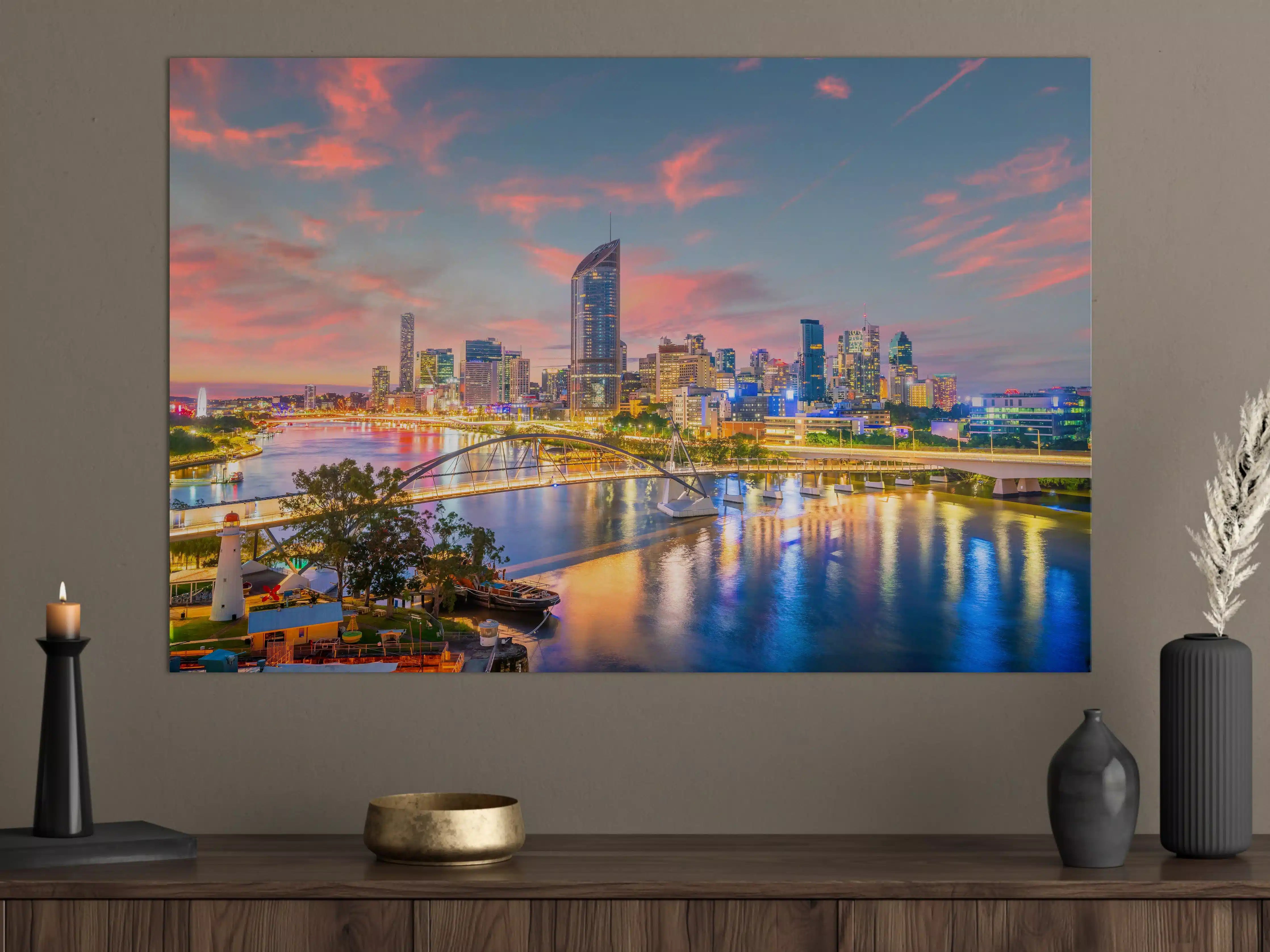 Große Wandbilder - Skyline von Brisbane bei Sonnenuntergang