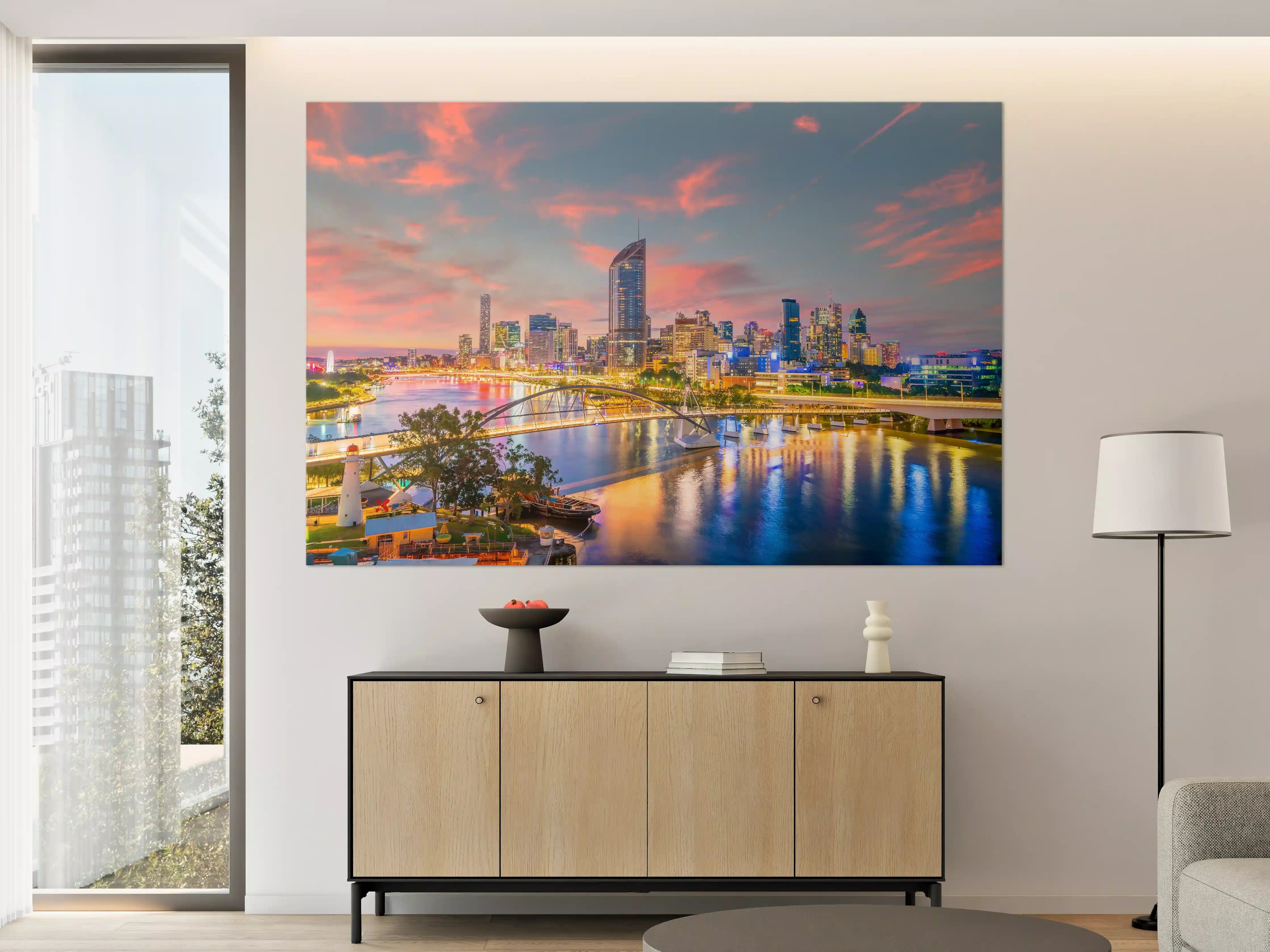 Große Wandbilder - Skyline von Brisbane bei Sonnenuntergang