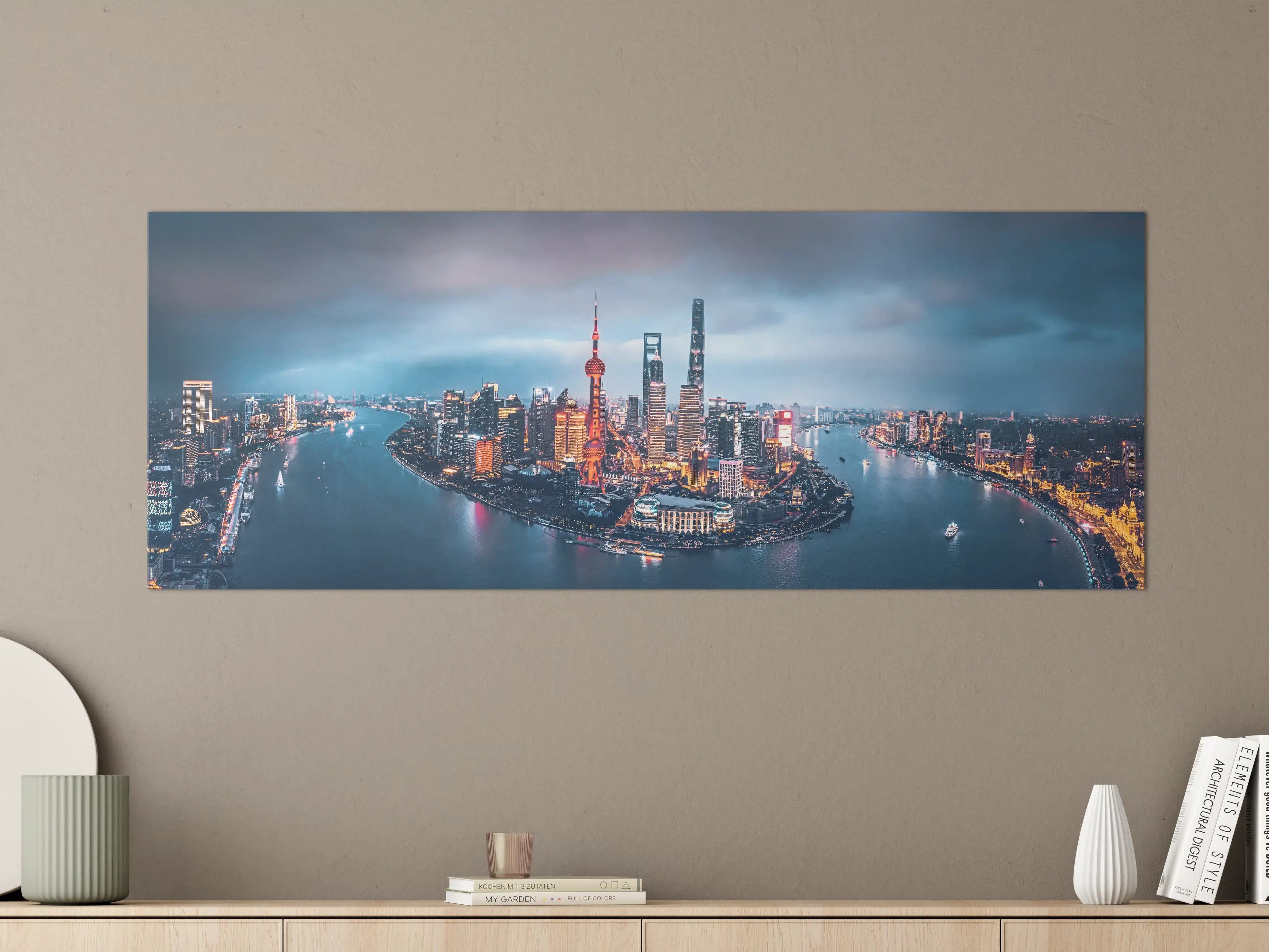 Große Wandbilder - Skyline von Shanghai bei Nacht