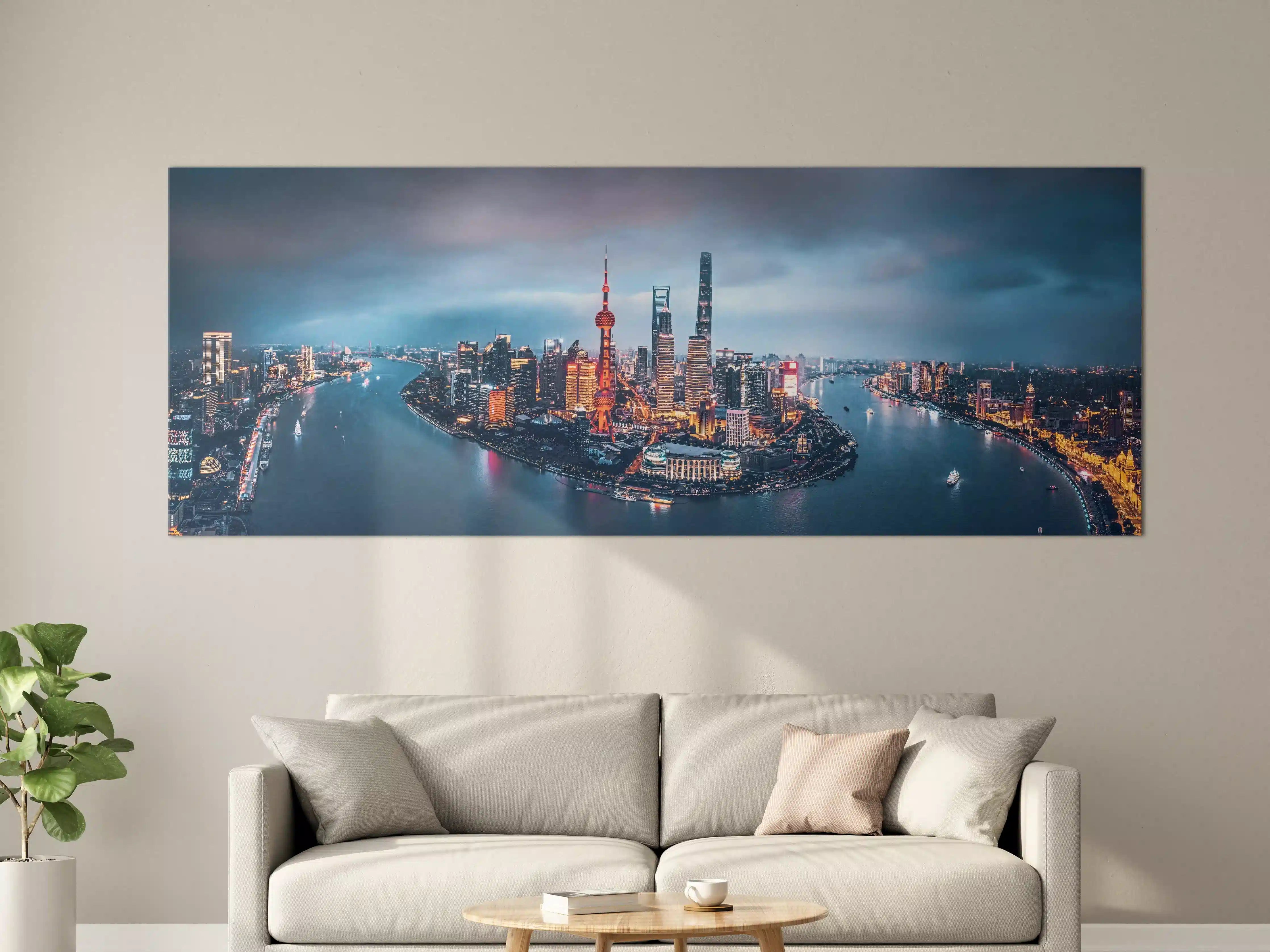 Große Wandbilder - Skyline von Shanghai bei Nacht